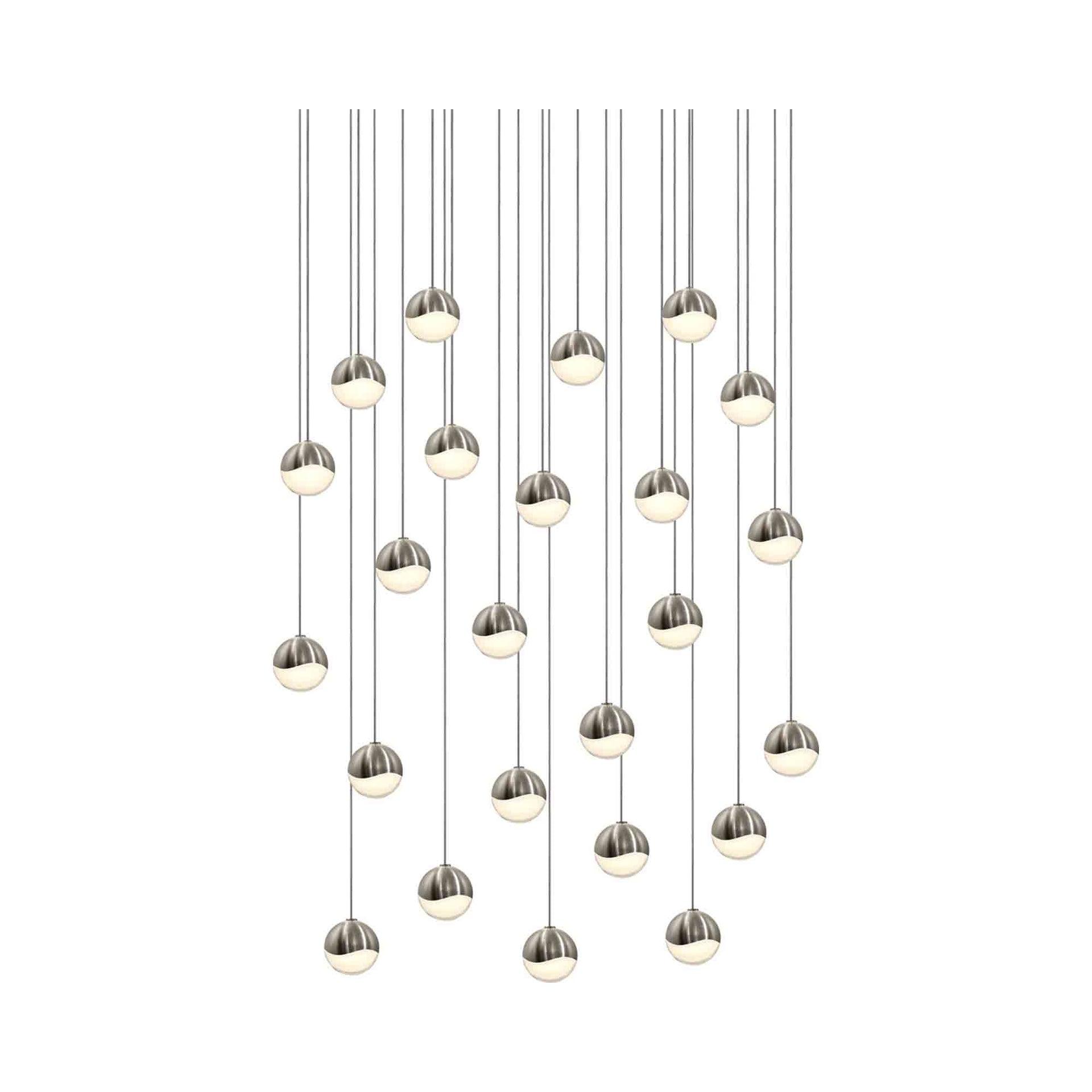 Luminous Crystal Globe LED Pendant in Satin Nickel