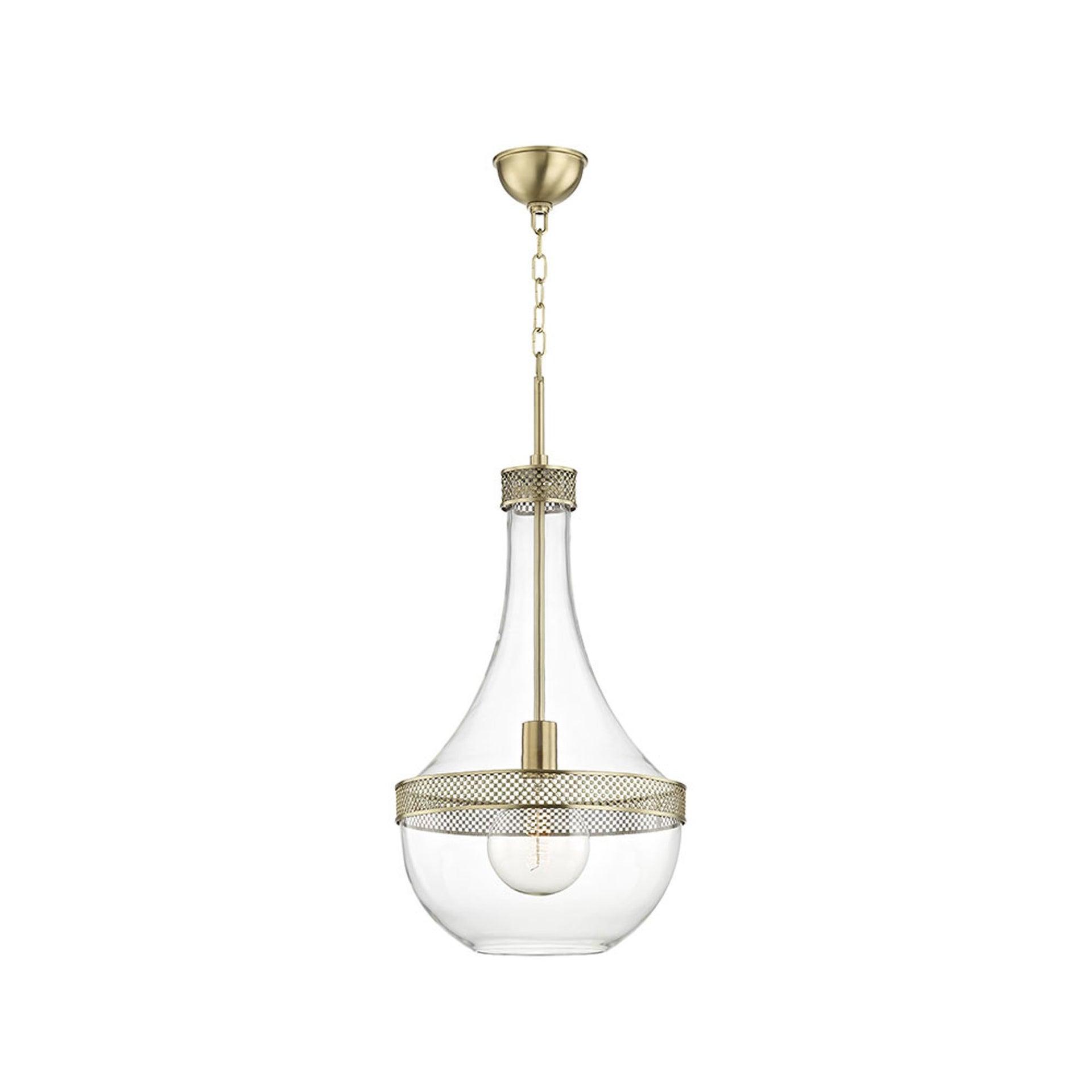 Hudson Valley Lighting Hagen 1-W Pendant - 14 Inches Wide by 29.25 Inches High-Aged Brass Finish -Traditional Installation