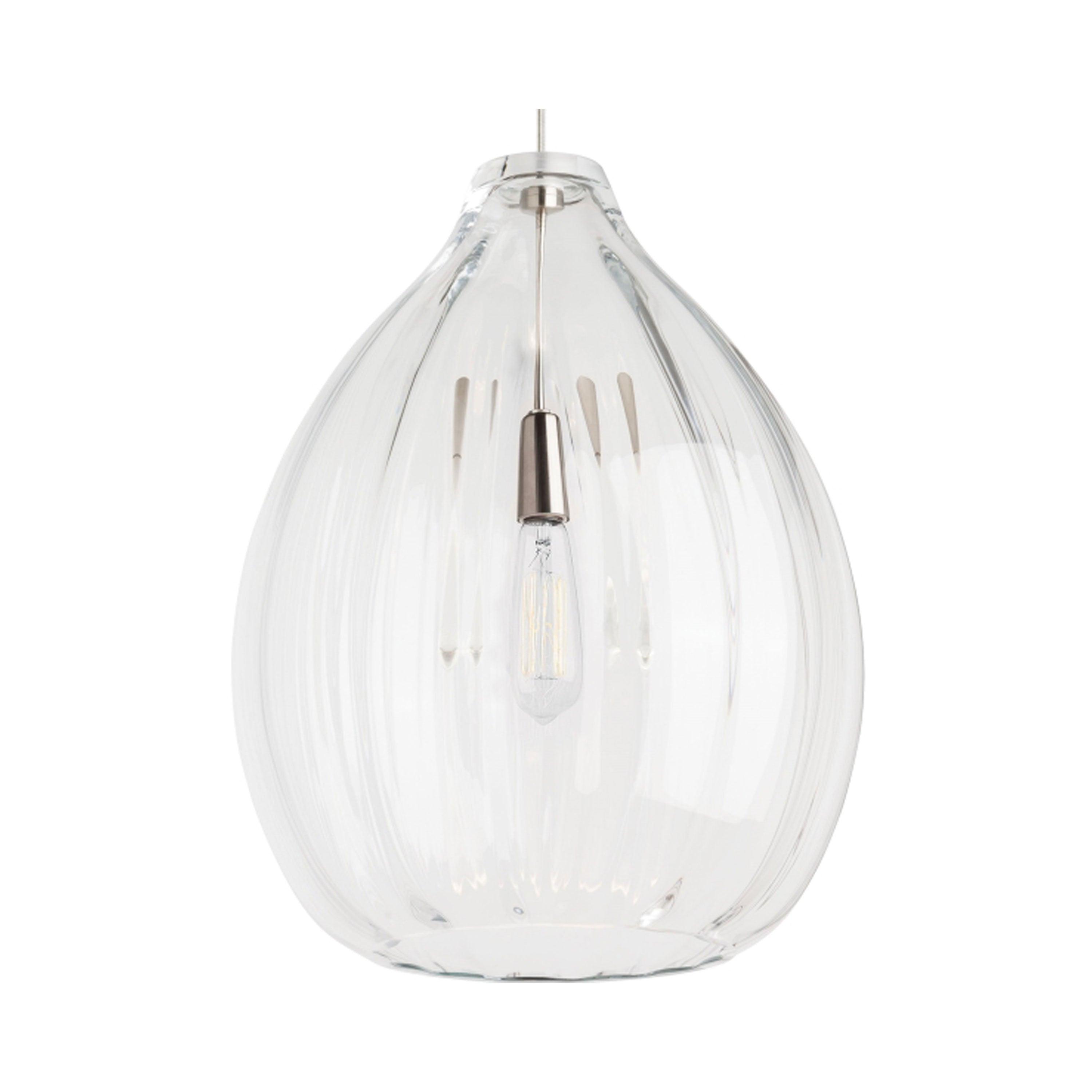 Harper Large Smoke Glass LED Pendant with Satin Nickel Finish
