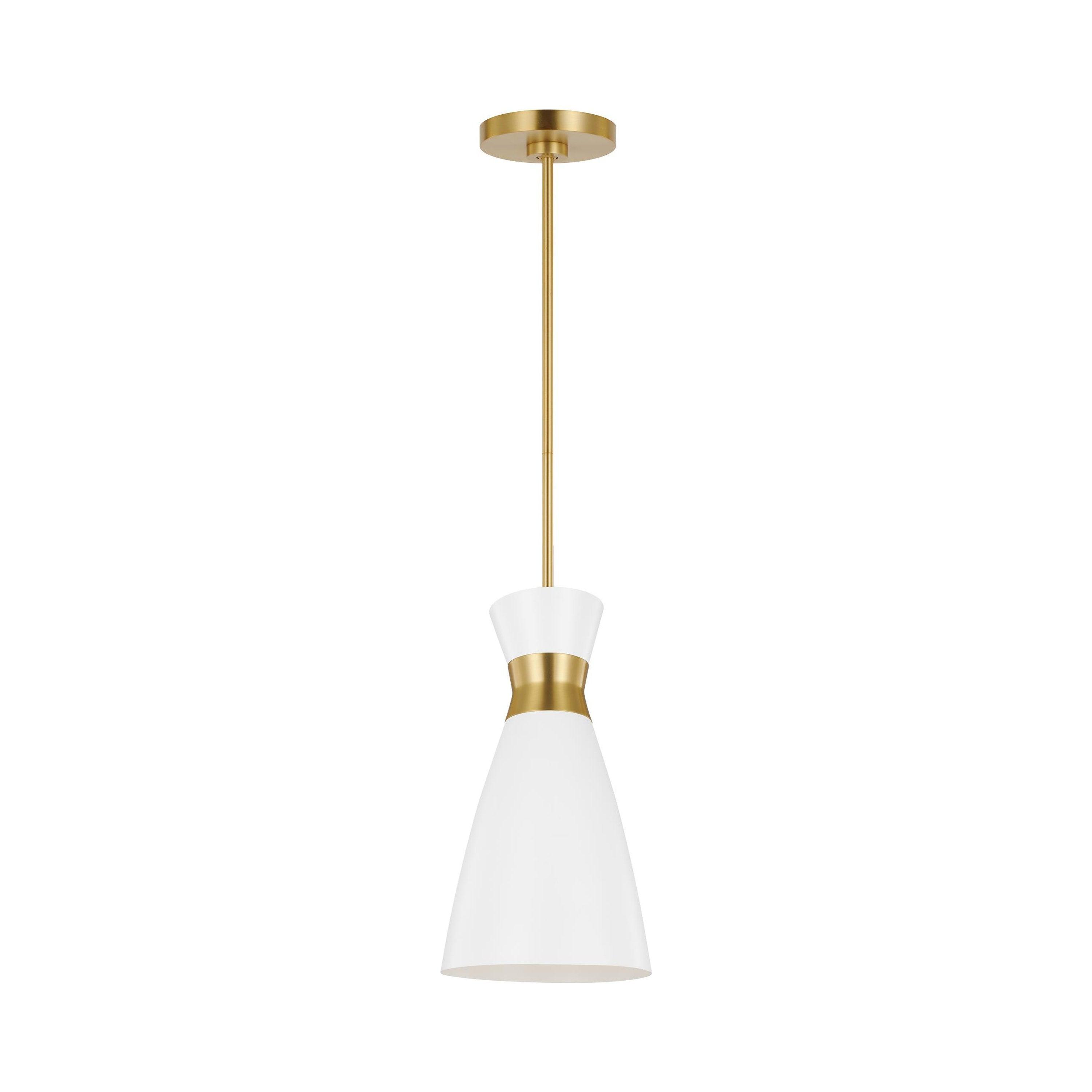 Heath Polished Nickel Indoor/Outdoor Pendant with Matte White Steel Shade
