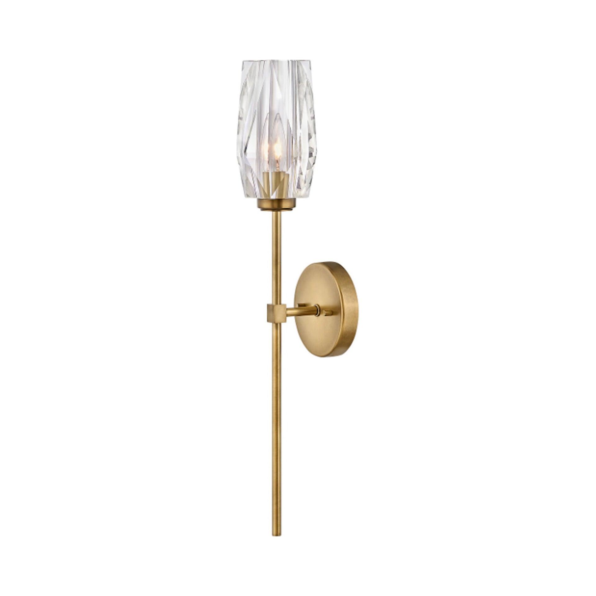 Ana 1-Light Wall Sconce w/ Faceted Heavy-Cut Diamond-Shaped Crystal Shade - Heritage Brass