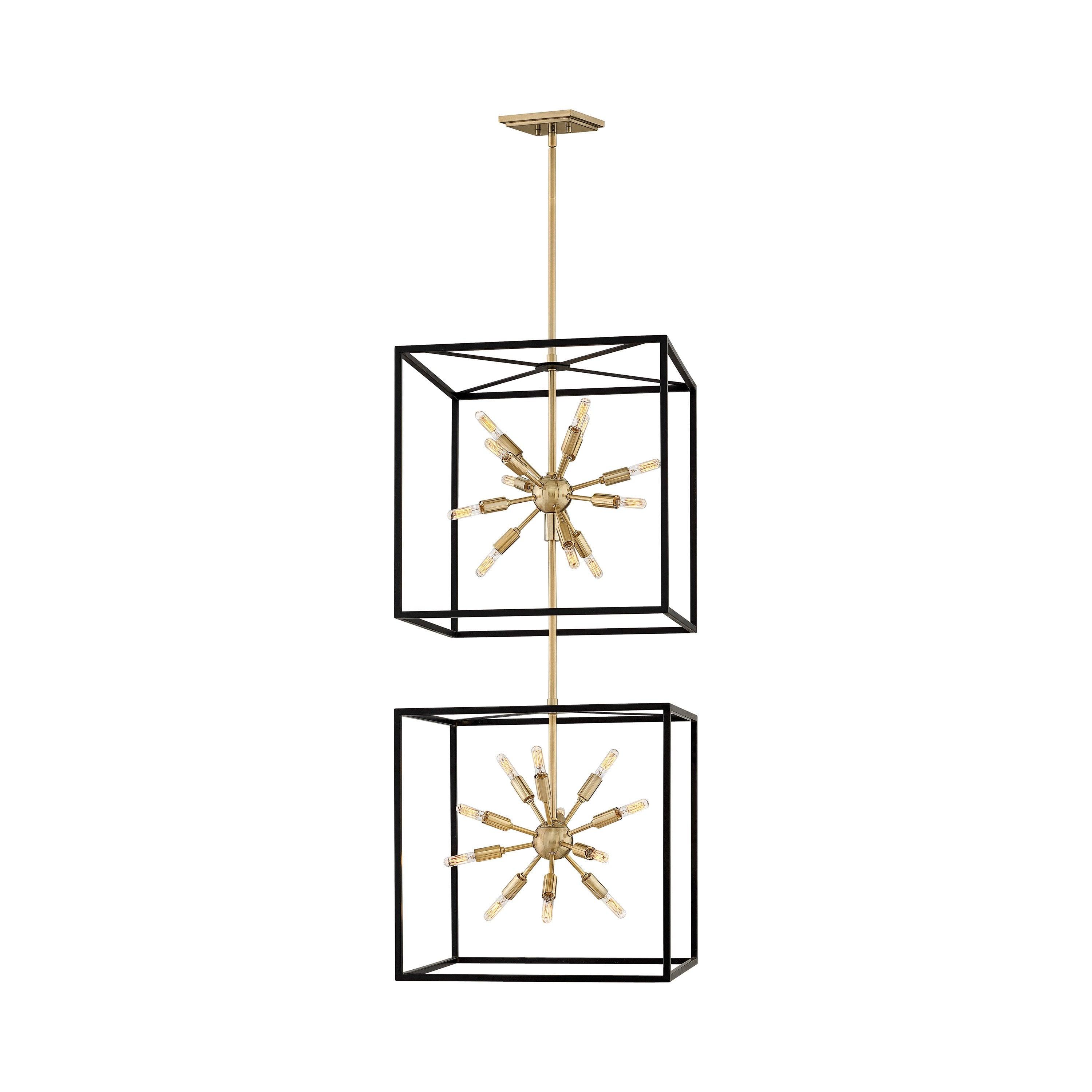 Aros 36-Light 3-Cube Open Frame Pendant, Black & Polished Nickel