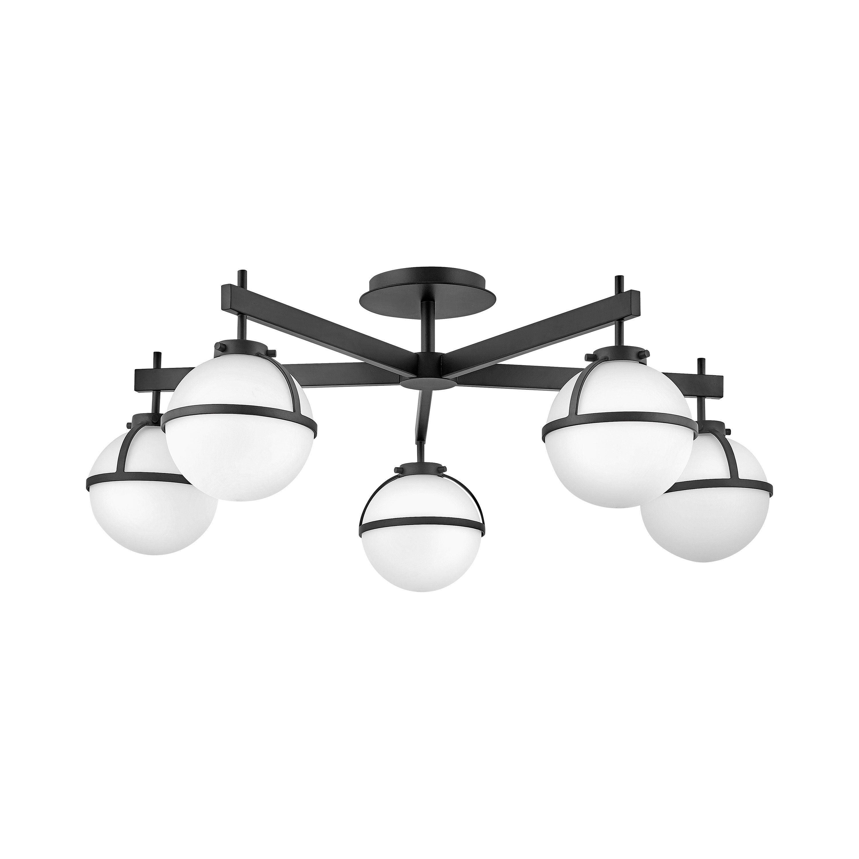 39674BK-Hinkley Lighting-Hollis - 22.5W 5 LED Extra Large Semi-Flush Mount - Transitional-Mid-Century Modern-Scandinavian Style - 32 Inch Wide by 12
