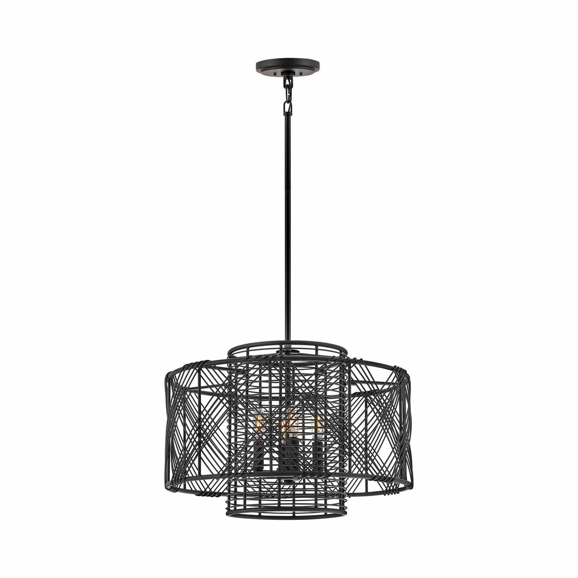 4 Light Large Convertible Pendant In Transitional And Coastal And Bohemian Style-13.75 Inches Tall And 20.25 Inches Wide-Black Finish Hinkley
