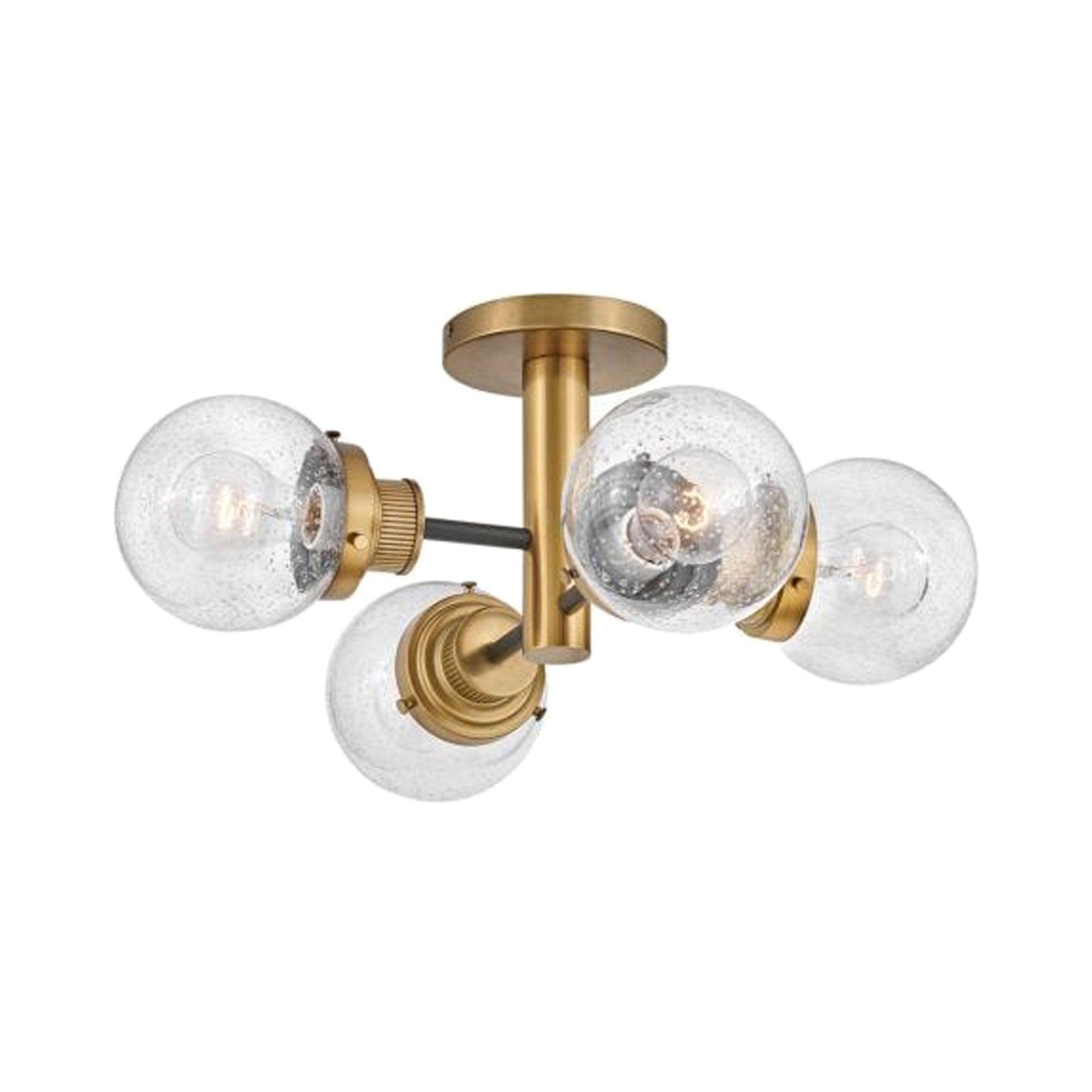 Hinkley Poppy Four-Light Semi-Flush Mount Ceiling Light w/ Clear Seedy Glass Globes