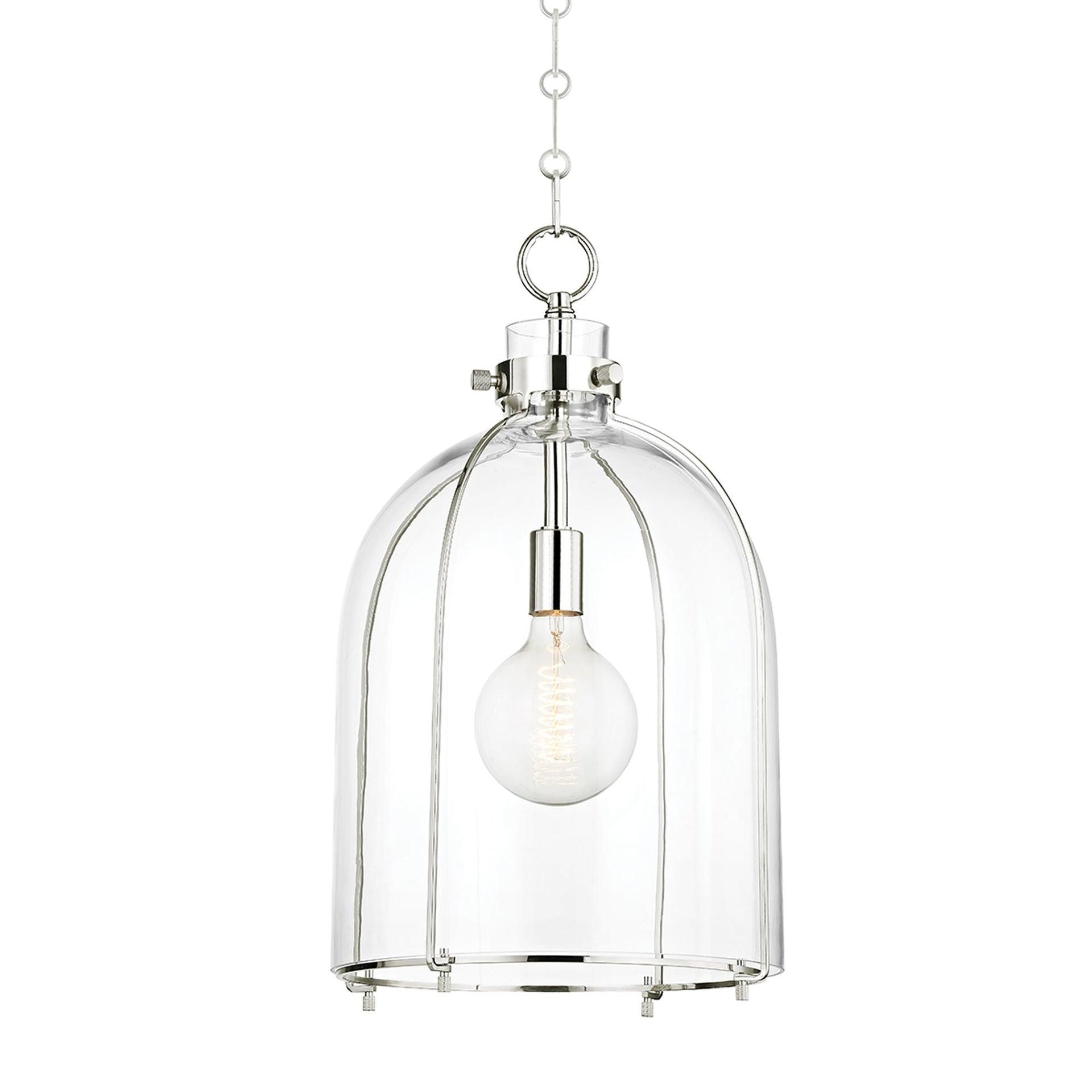 Sybil Pendant Light - Clear / Curved / Polished Nickel
