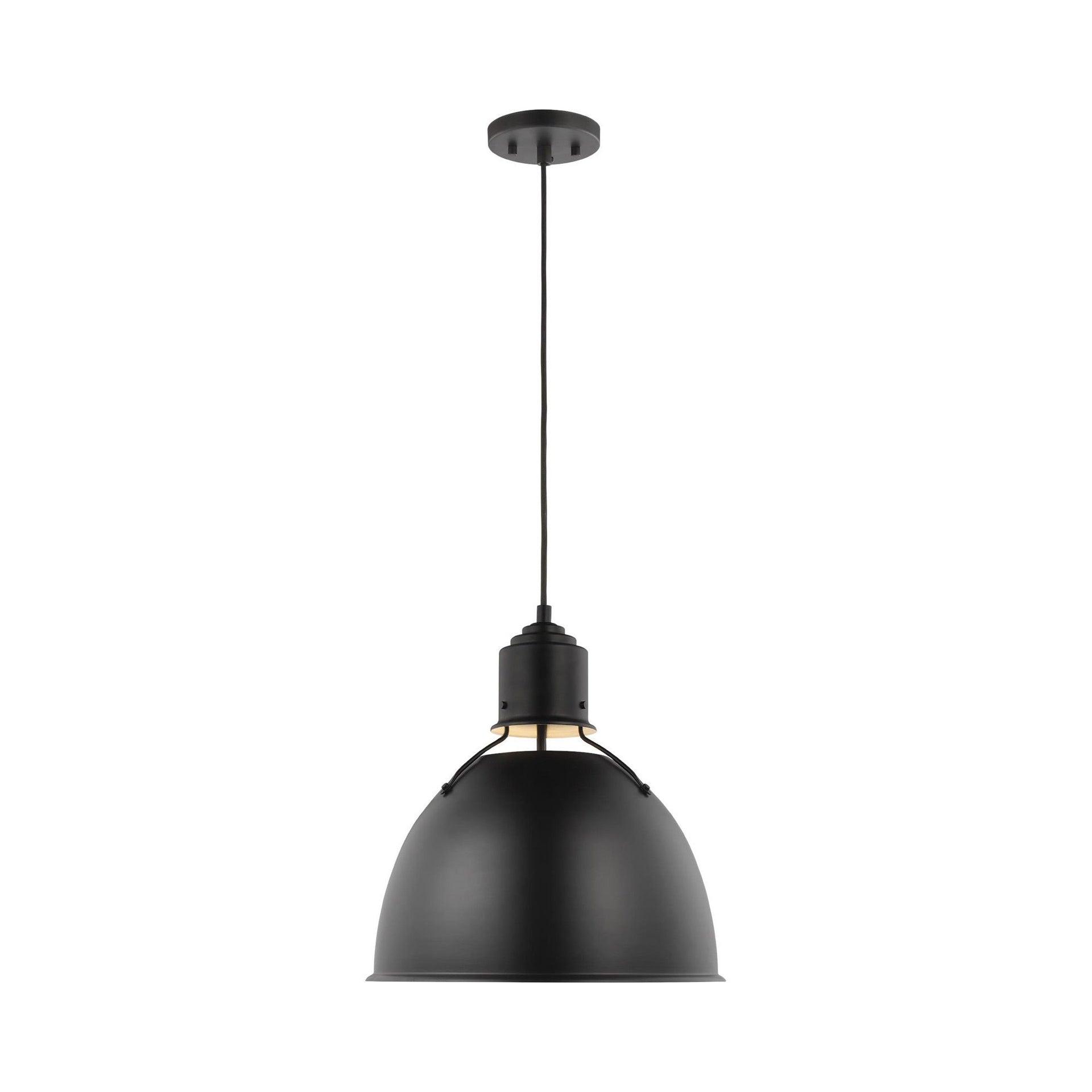Generation Lighting Huey 1 -Light Midnight black Industrial Bell Medium Hanging Pendant light