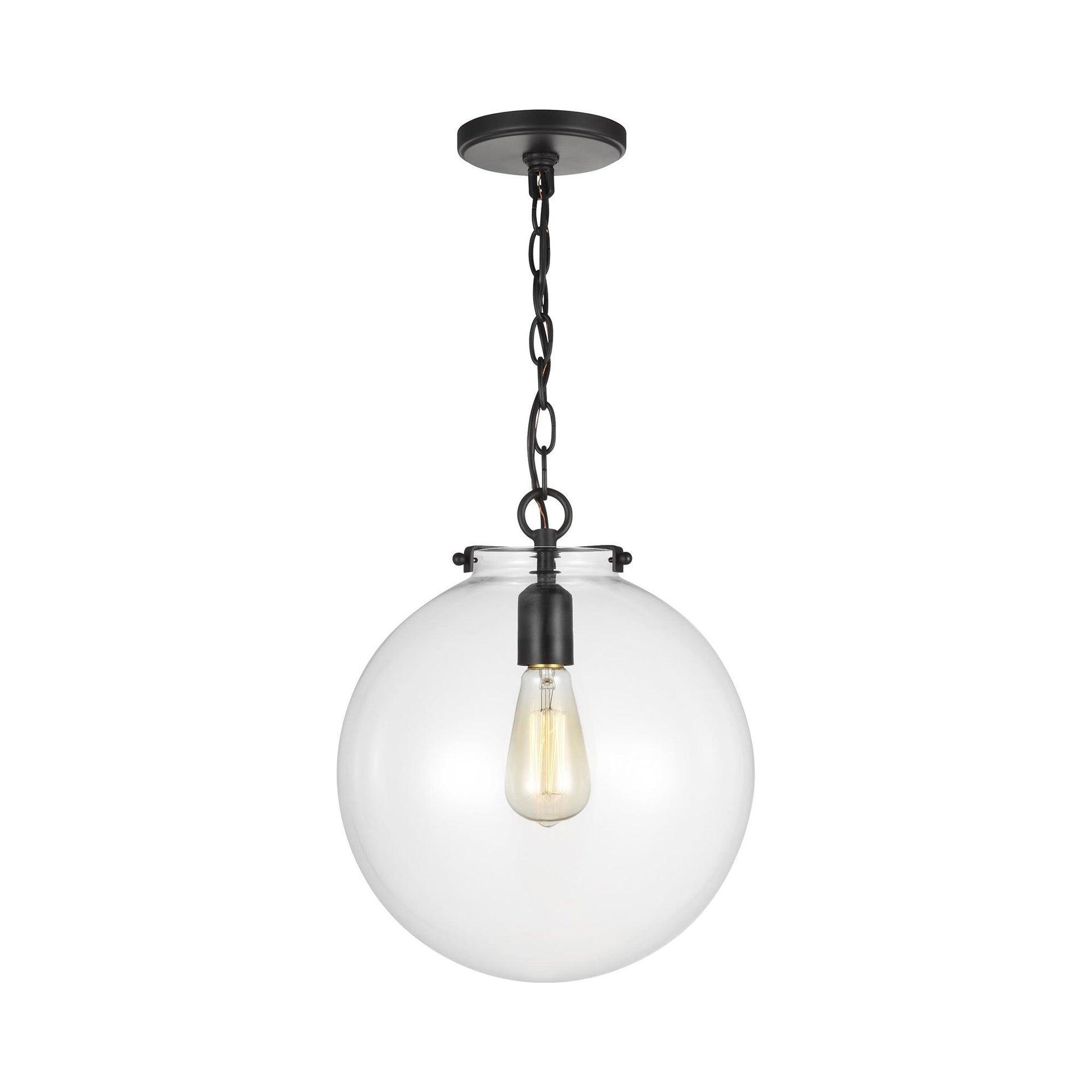 Midnight Black Glass Globe Pendant Light with Clear Shade