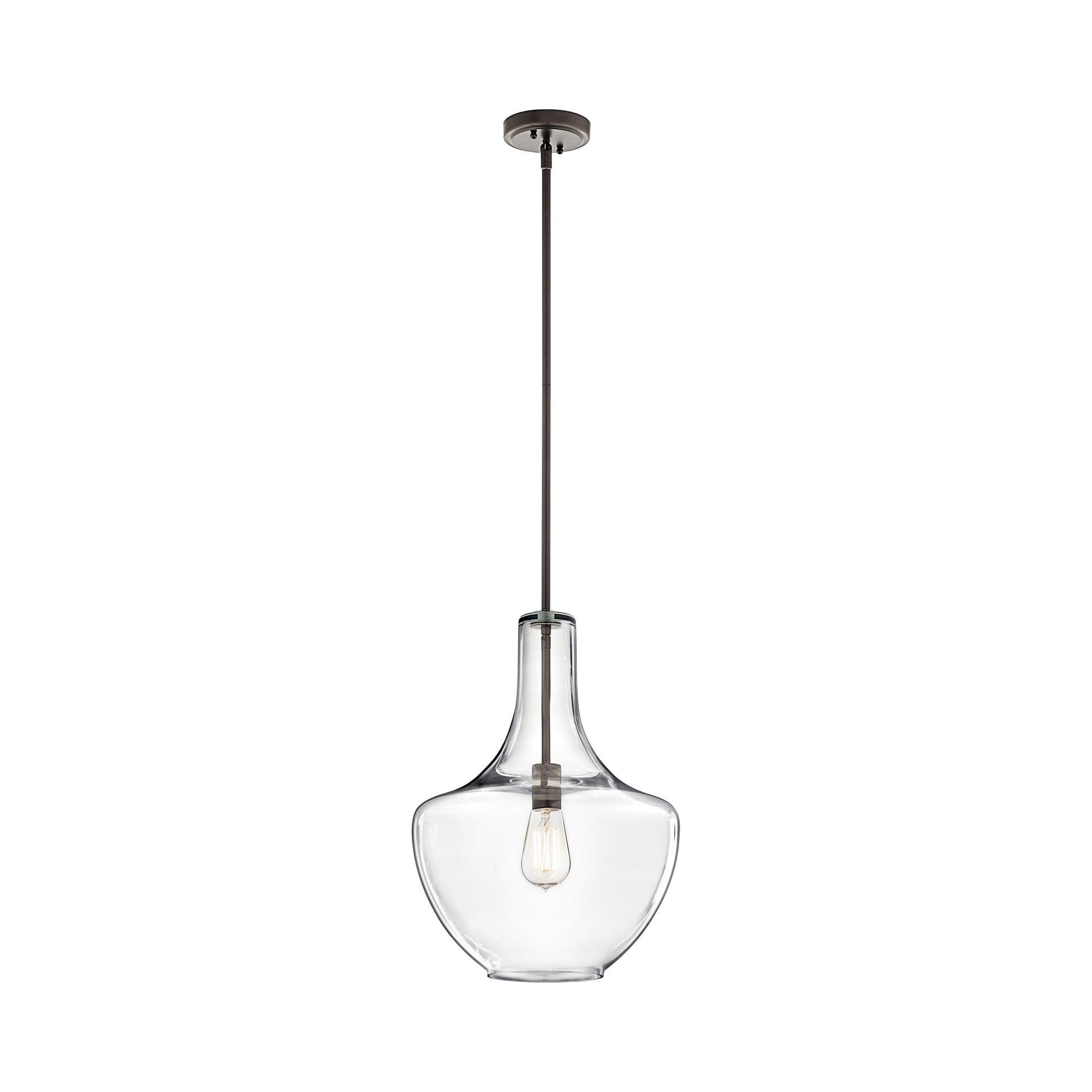 Kichler Everly 19.75" Transitional 1 Light Olde Bronze Pendant Light with Clear Glass