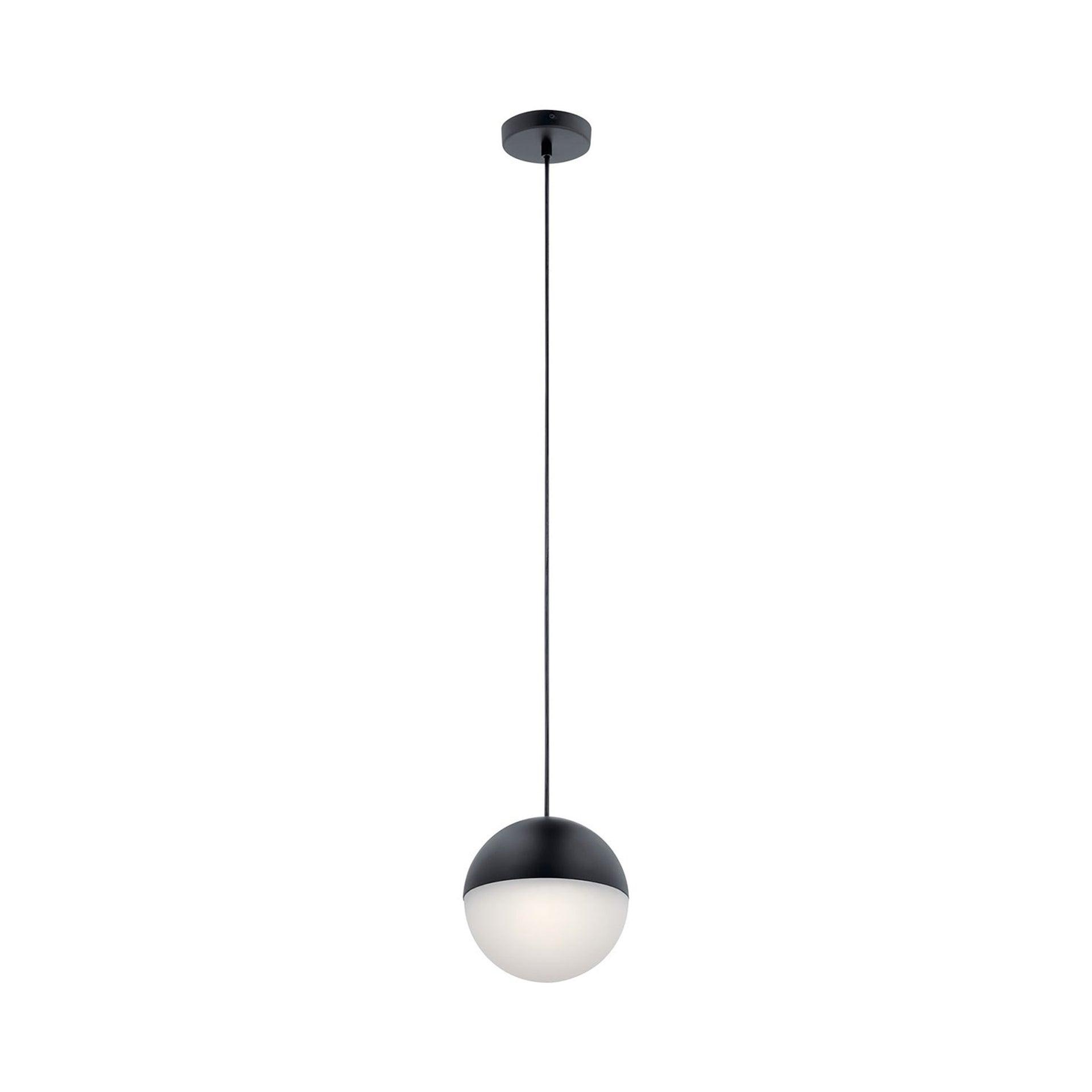 7.75 Inch 1 Led Mini Pendant-Matte Black Finish-Etched Glass Color   -Traditional Installation Elan Lighting 83854Mbkwh