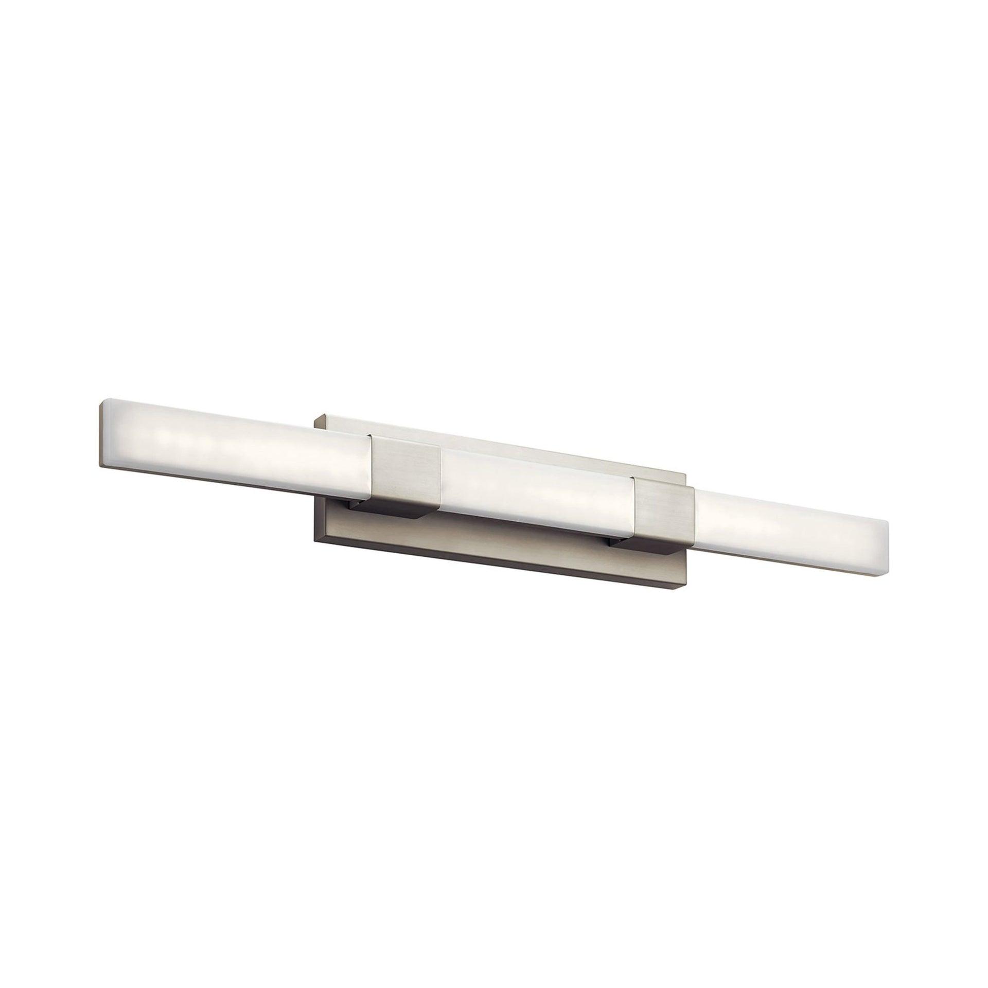 Sleek Satin Nickel LED Vanity Light with White Polycarbonate Shade