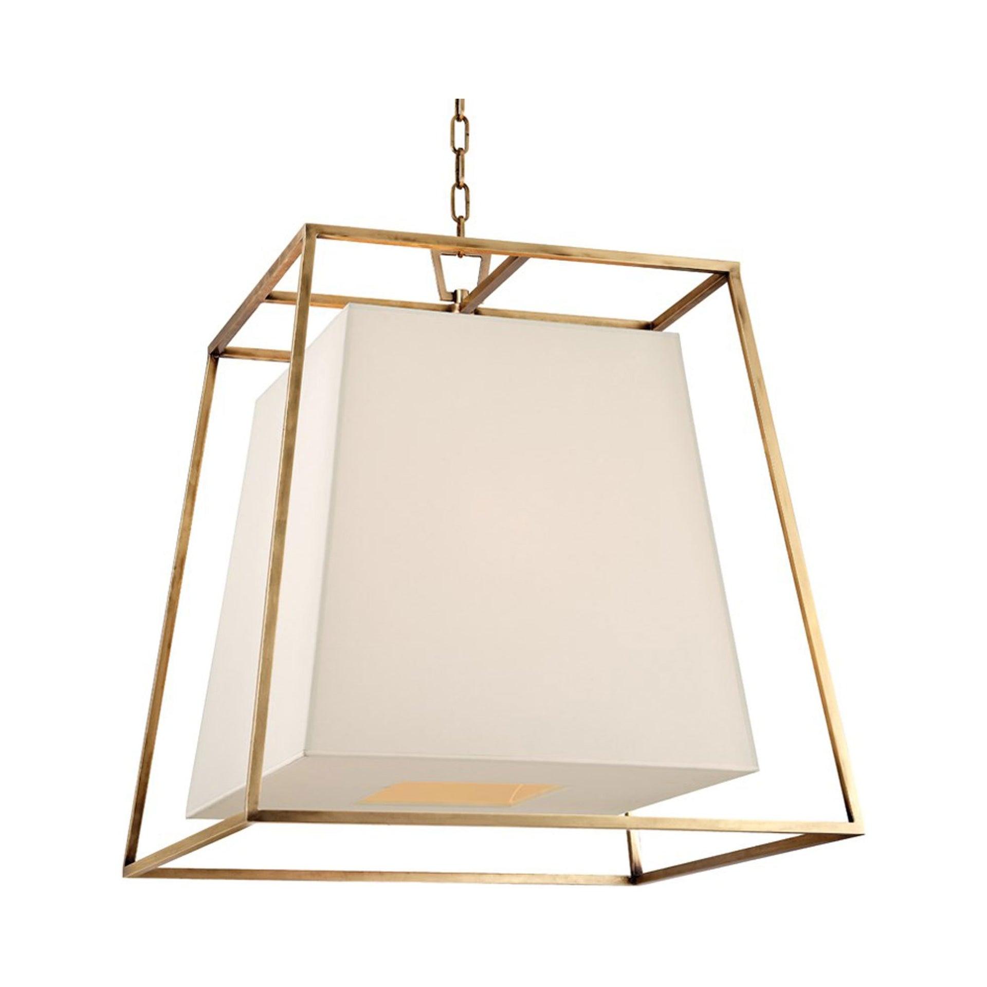 Aged Brass and Cream Eco-Paper 6-Light Chandelier