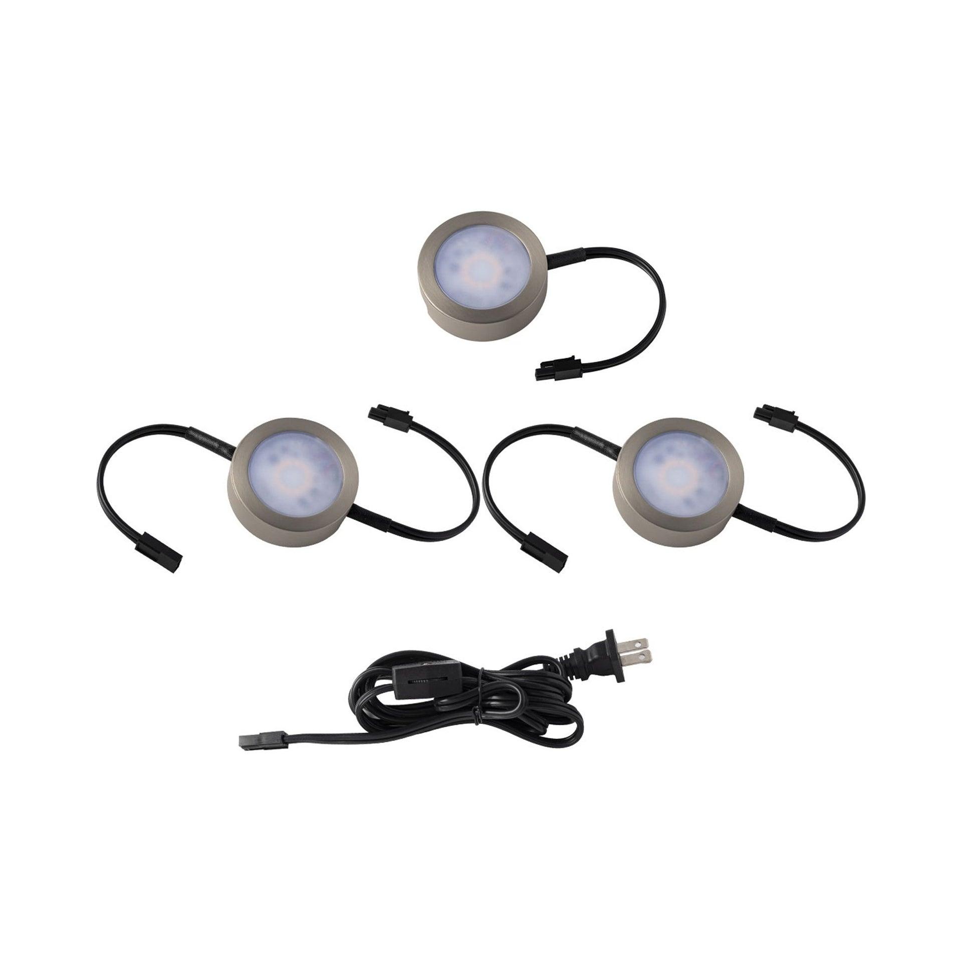 WAC Limited HR-AC73-CS-BN Line Voltage Puck Light 3 - Light LED Under Cabinet Puck Light