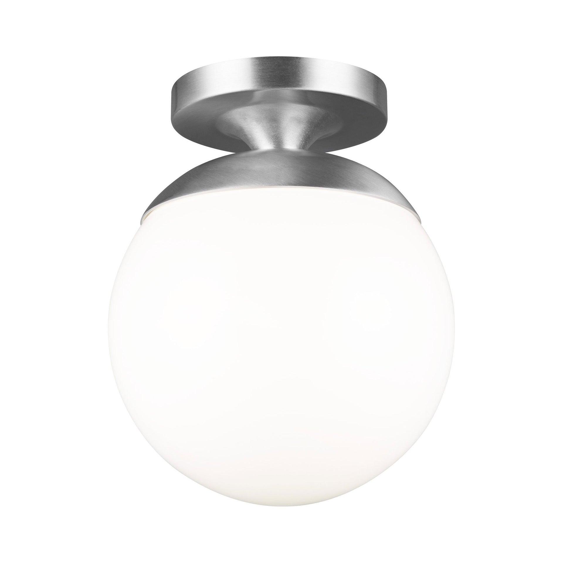 Satin Aluminum 8" Globe Semi Flush Mount Light