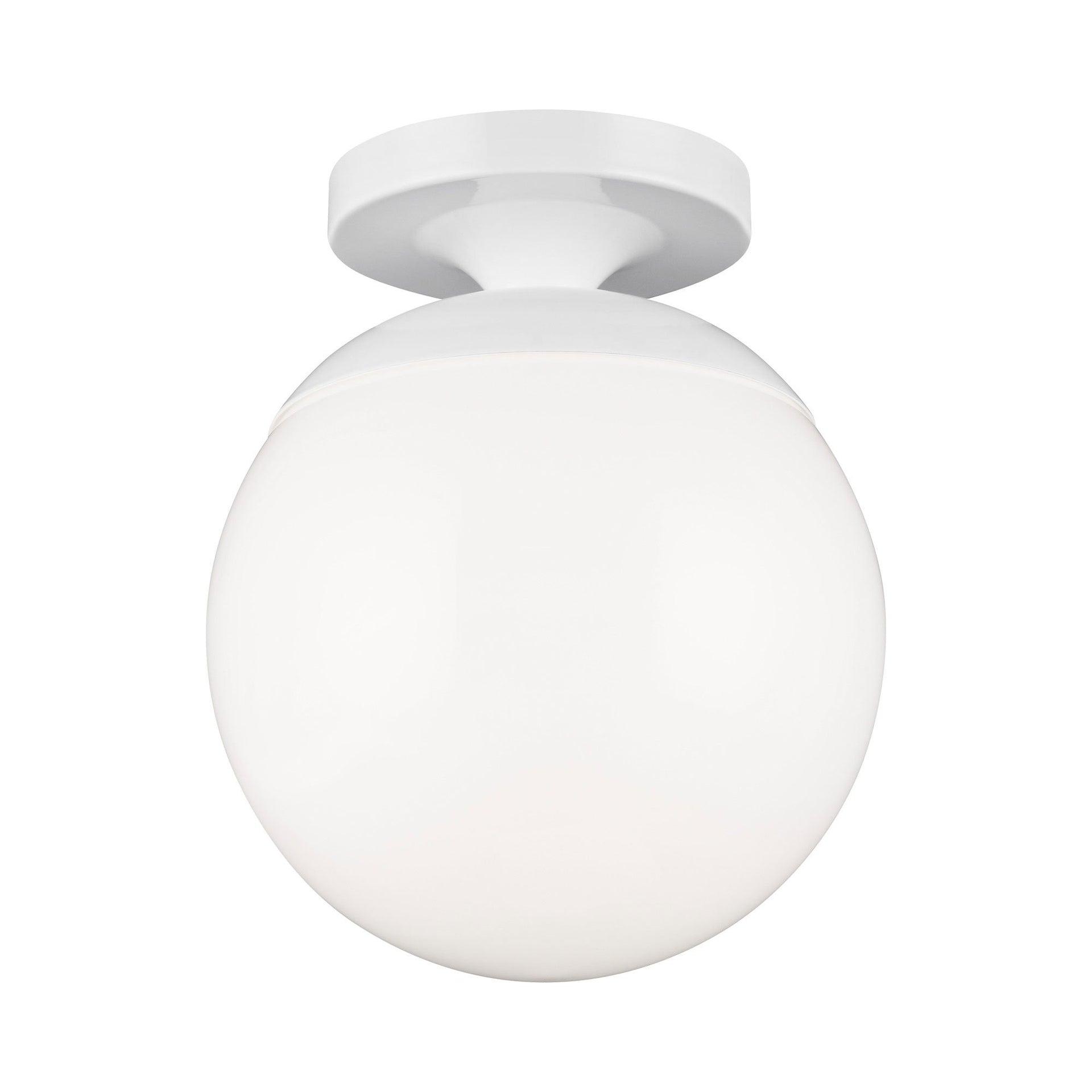 Leo Contemporary White Brass 8" Globe Semi-Flush Light
