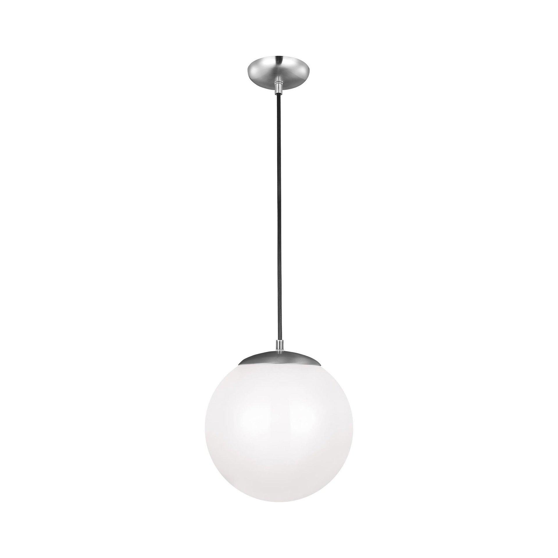 Satin Aluminum 12" Globe Pendant Light with Smooth White Glass Diffuser