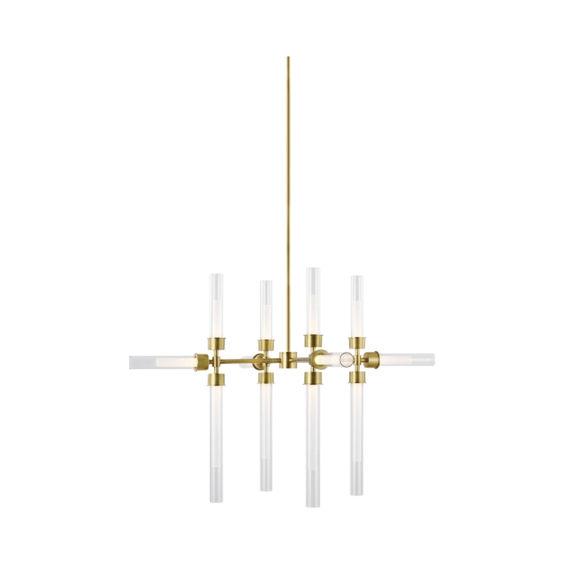 Polished Nickel 12-Light LED Chandelier with Glass Cylinders