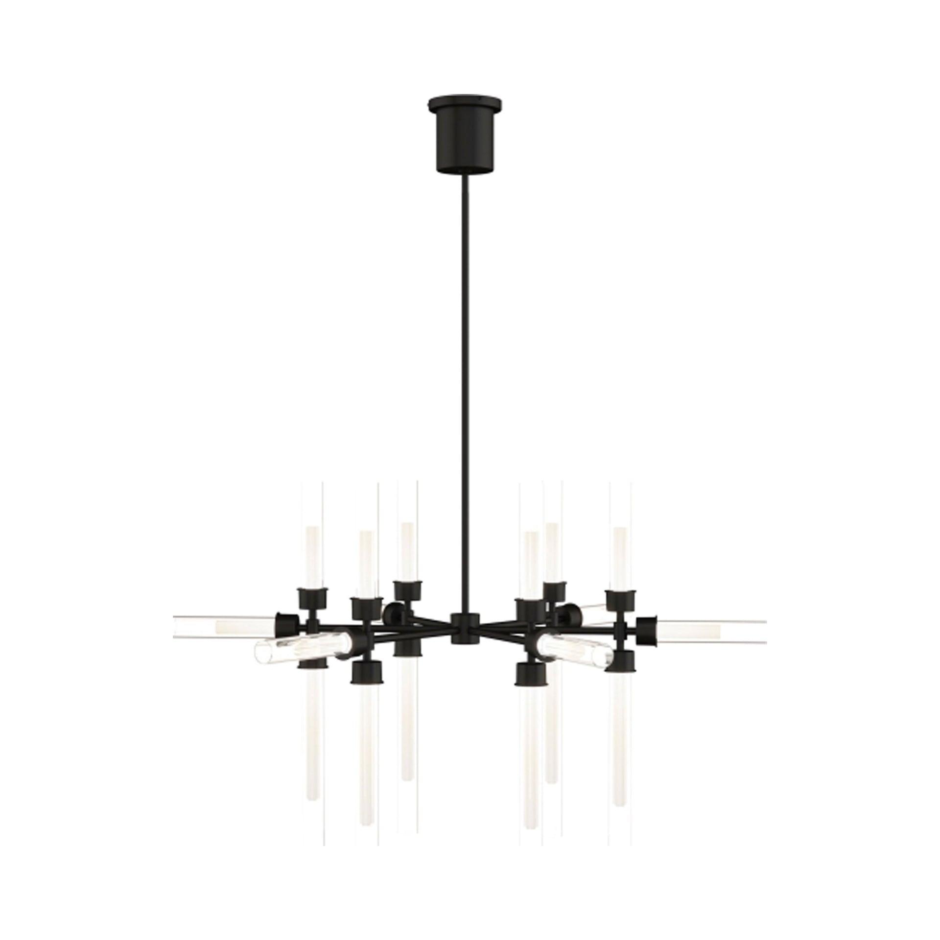 Polished Nickel 18-Light LED Chandelier with Glass and Acrylic Shades