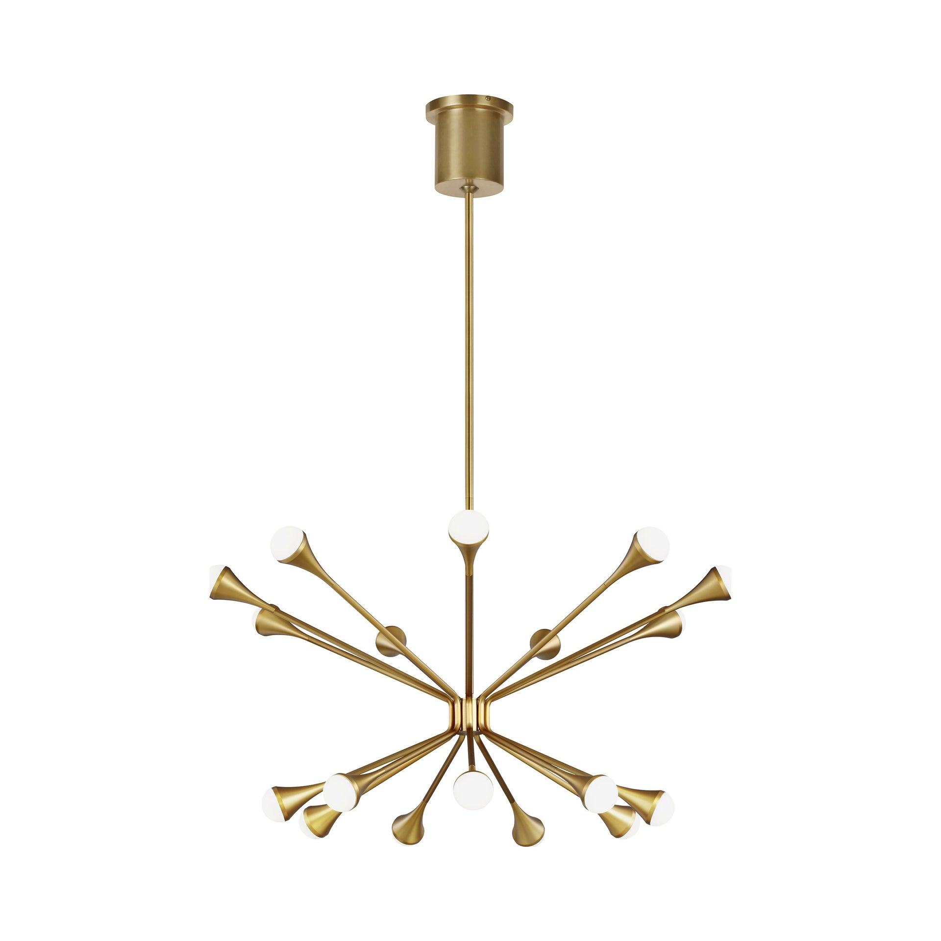 Aged Brass 18-Light LED Chandelier with Orbed Diffusers