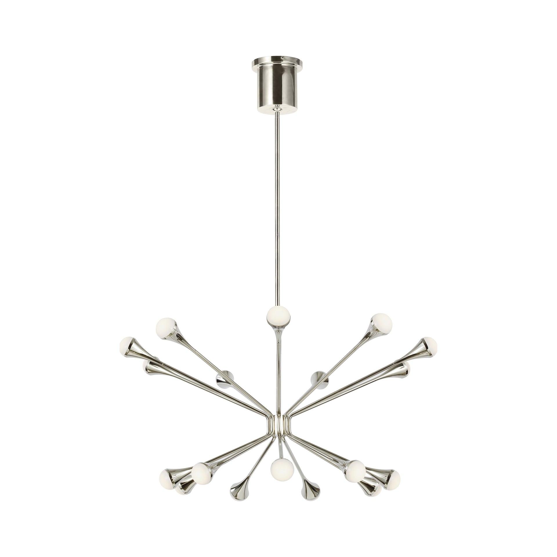Polished Nickel 18-Light LED Chandelier with Orbed Diffusers