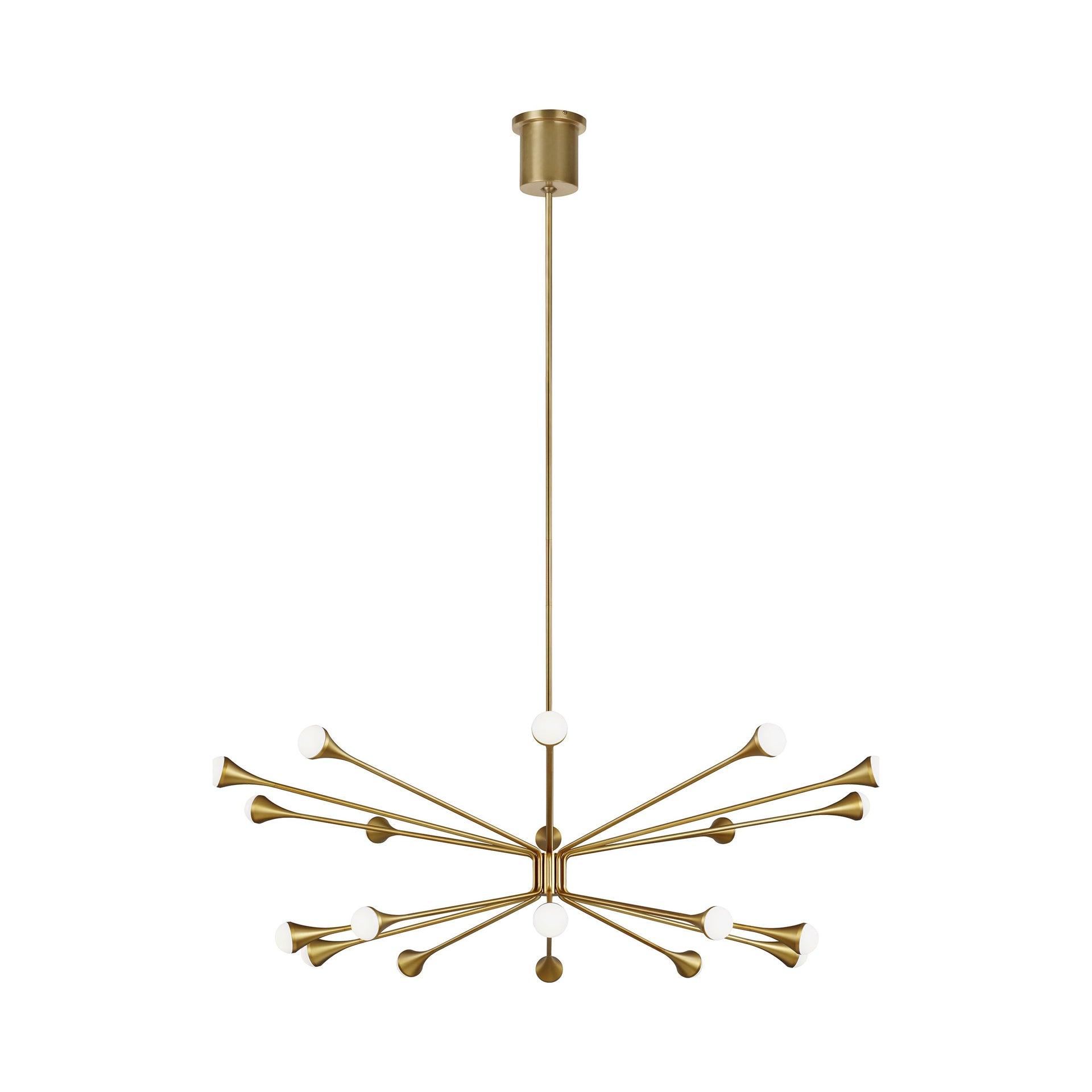 Aged Brass 20-Light LED Mid-Century Modern Chandelier