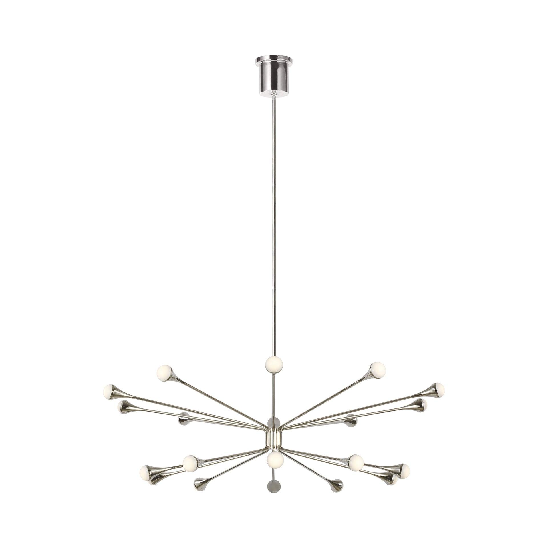 Lody Mid-Century Modern 20-Light Polished Nickel LED Chandelier