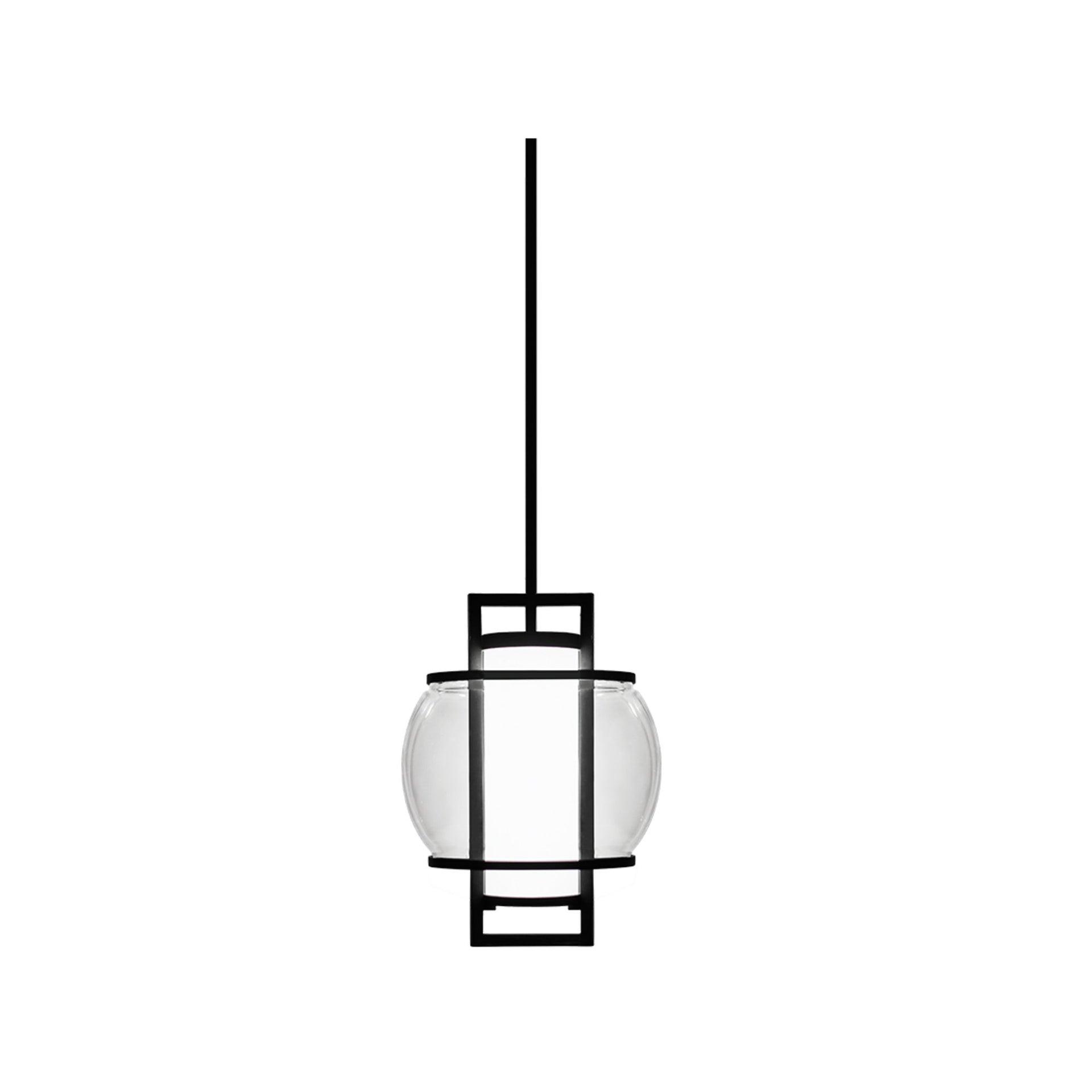 Lucid Black Orb LED Pendant with Mouth-Blown Opal Glass