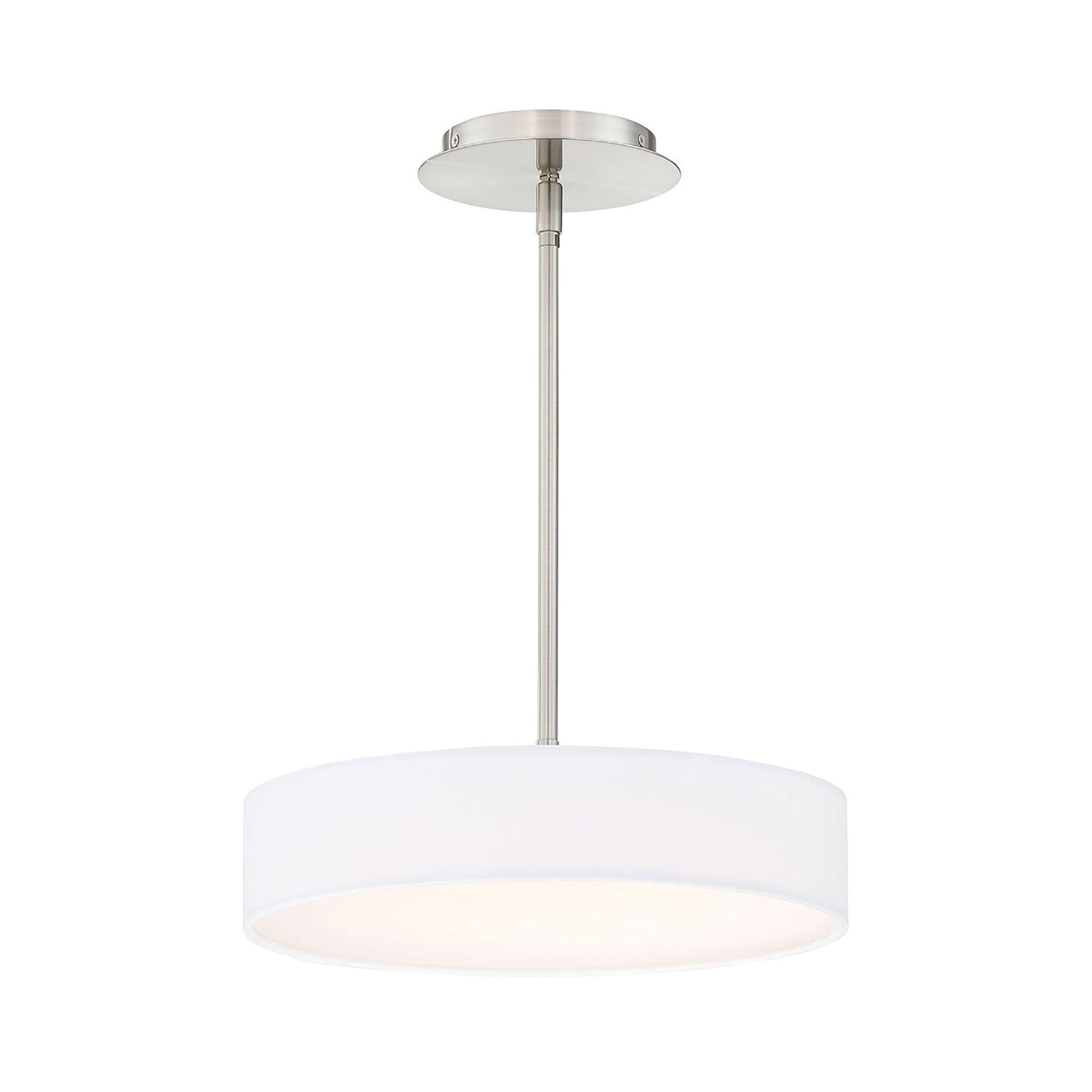 Cosmopolitan Brushed Nickel 14" LED Drum Pendant with Grey Linen Shade