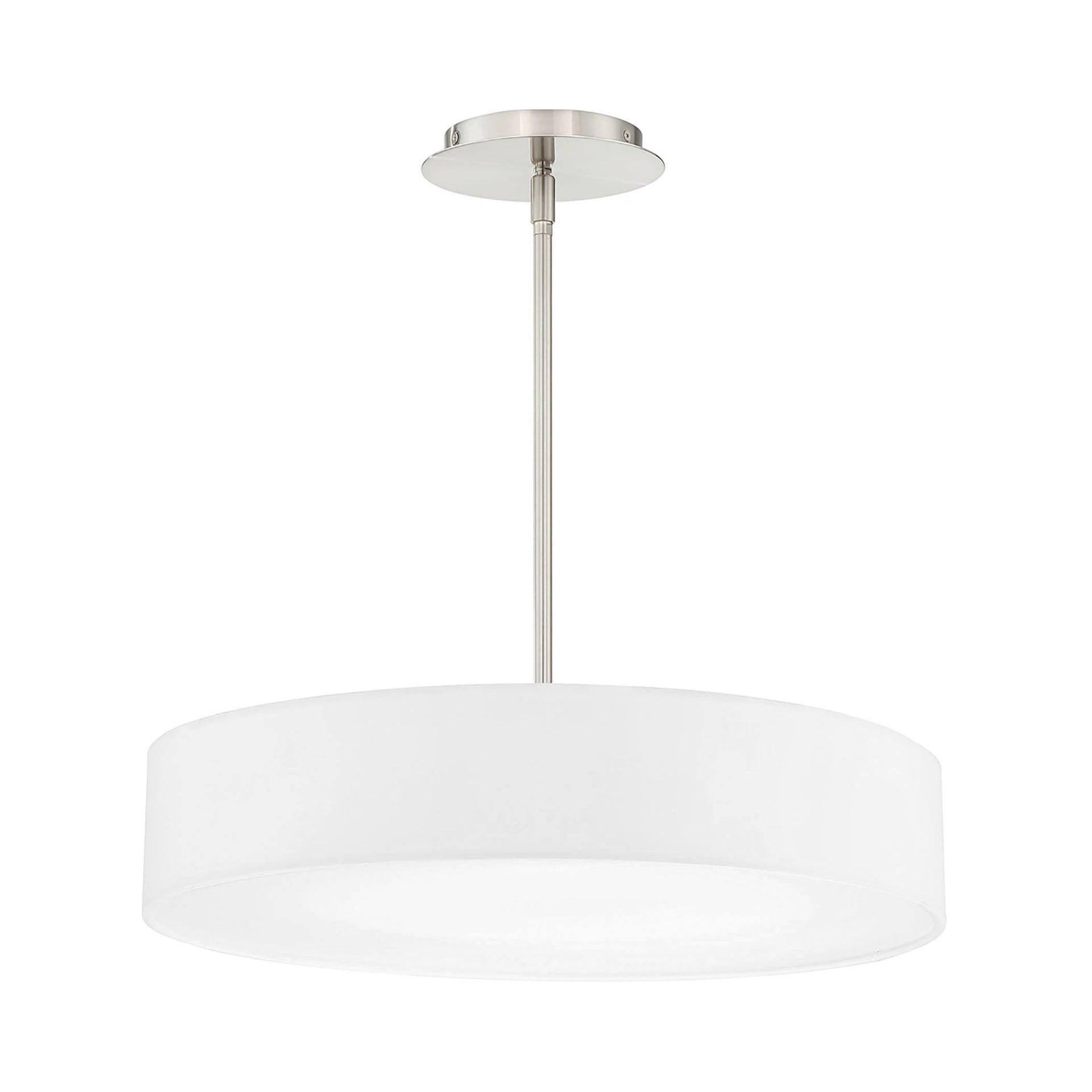 5 Light Brushed Nickel Chandelier with Hand Crafted Off White Fabric Hardback Shade