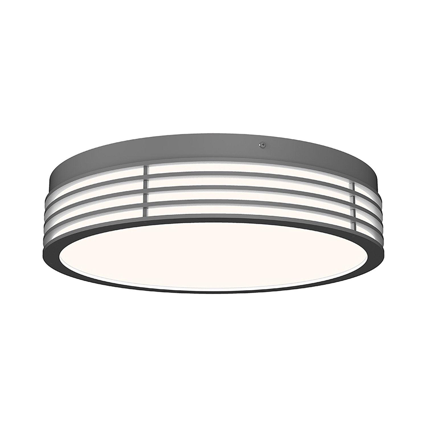 Marue 14.75" Textured Gray Glass LED Drum Surface Mount