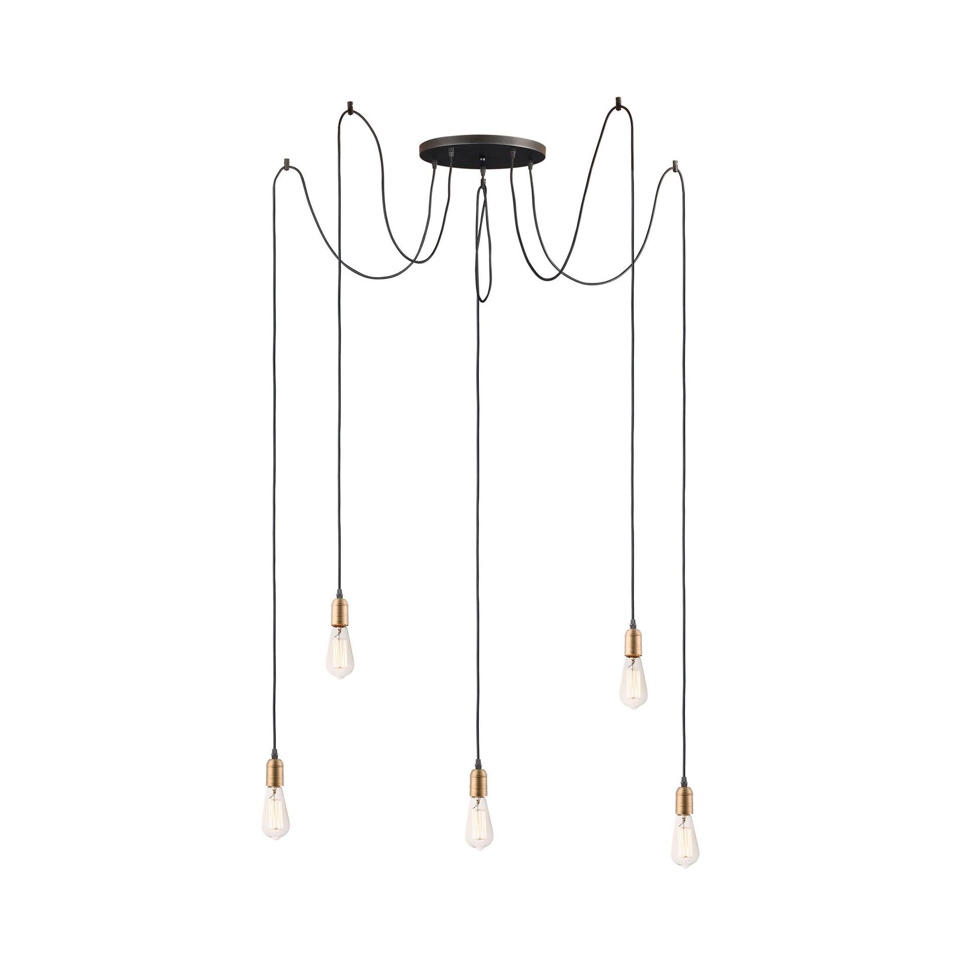 Maxim Lighting Early Electric 5 - Light Pendant in  Black/Antique Brass