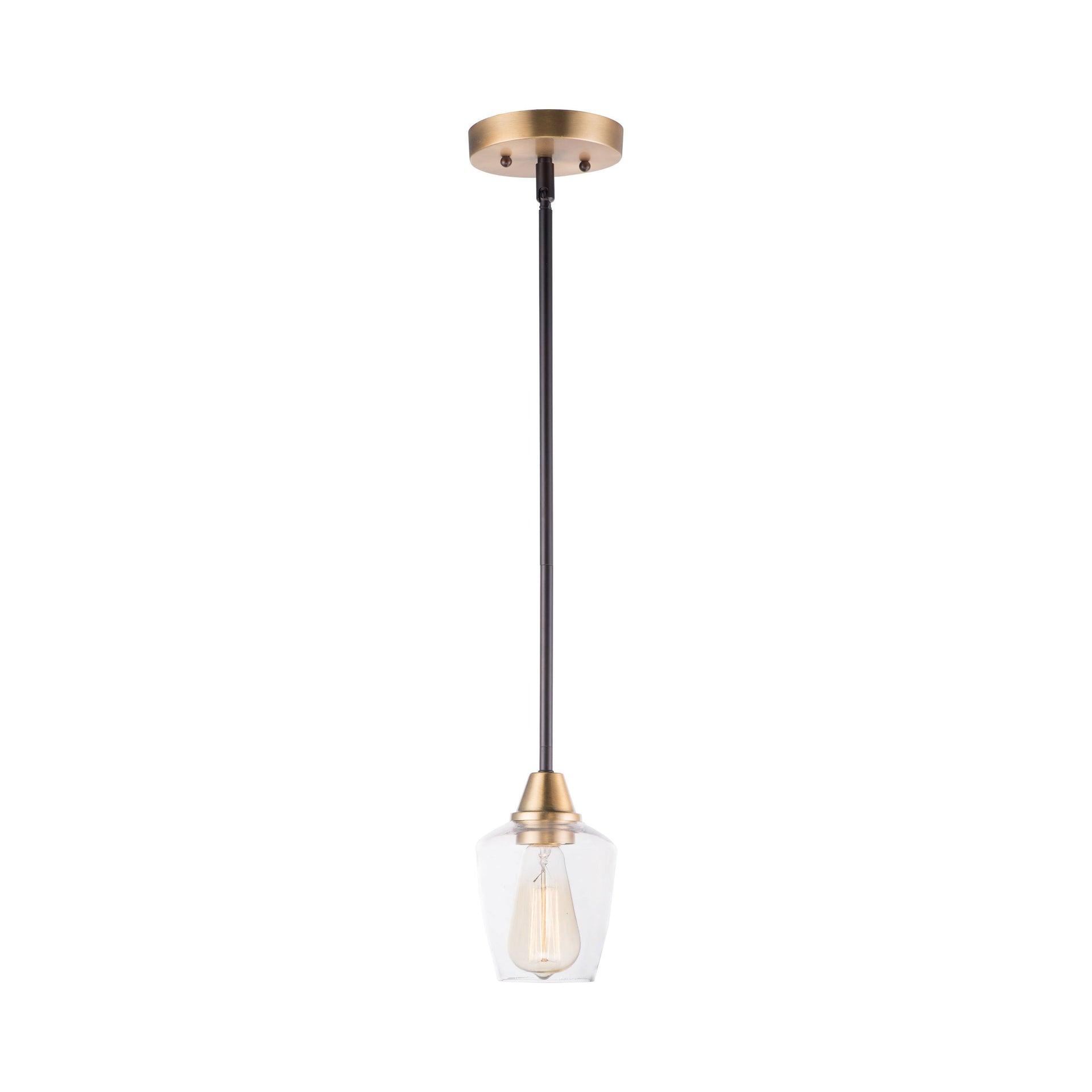 Maxim 96120CLBZAB 5 in. Goblet One-Light Mini Pendant Ceiling Light, Bronze & Antique Brass