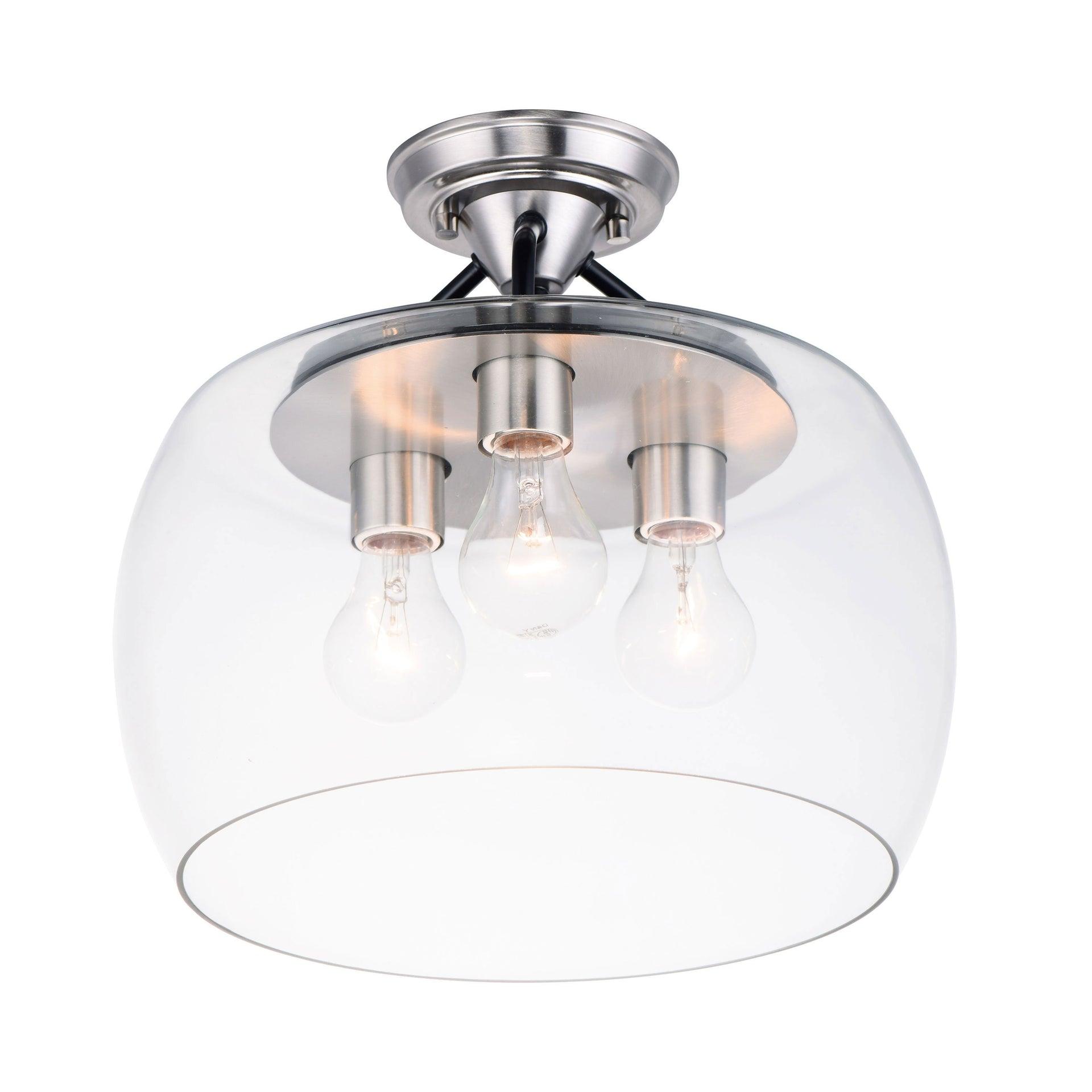 Maxim Lighting Goblet 3 - Light Semi-Flush Mount in  Black/Satin Nickel
