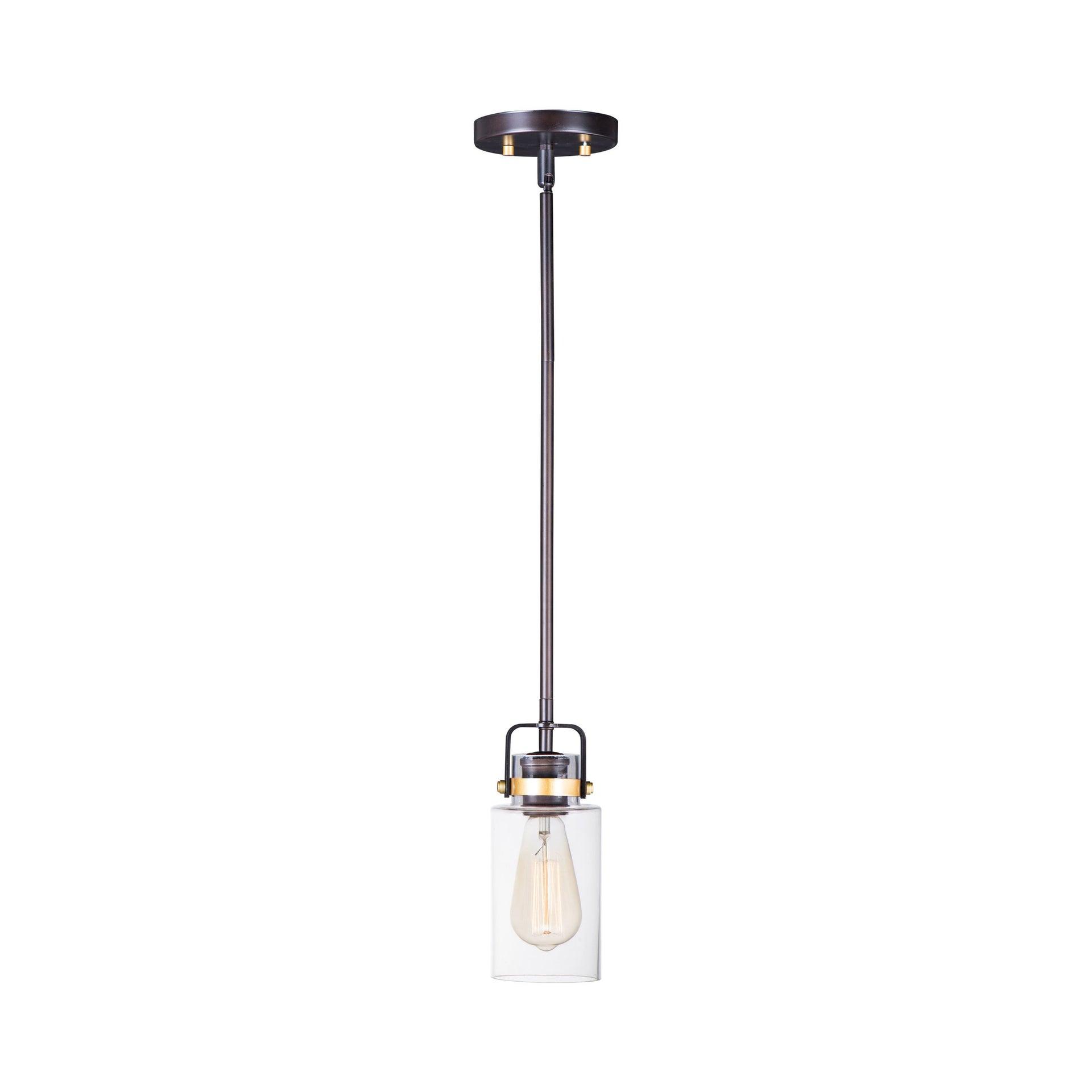 Maxim 91070CLBZGLD 5 in. Magnolia One-Light Mini Pendant Ceiling Light, Bronze & Gold