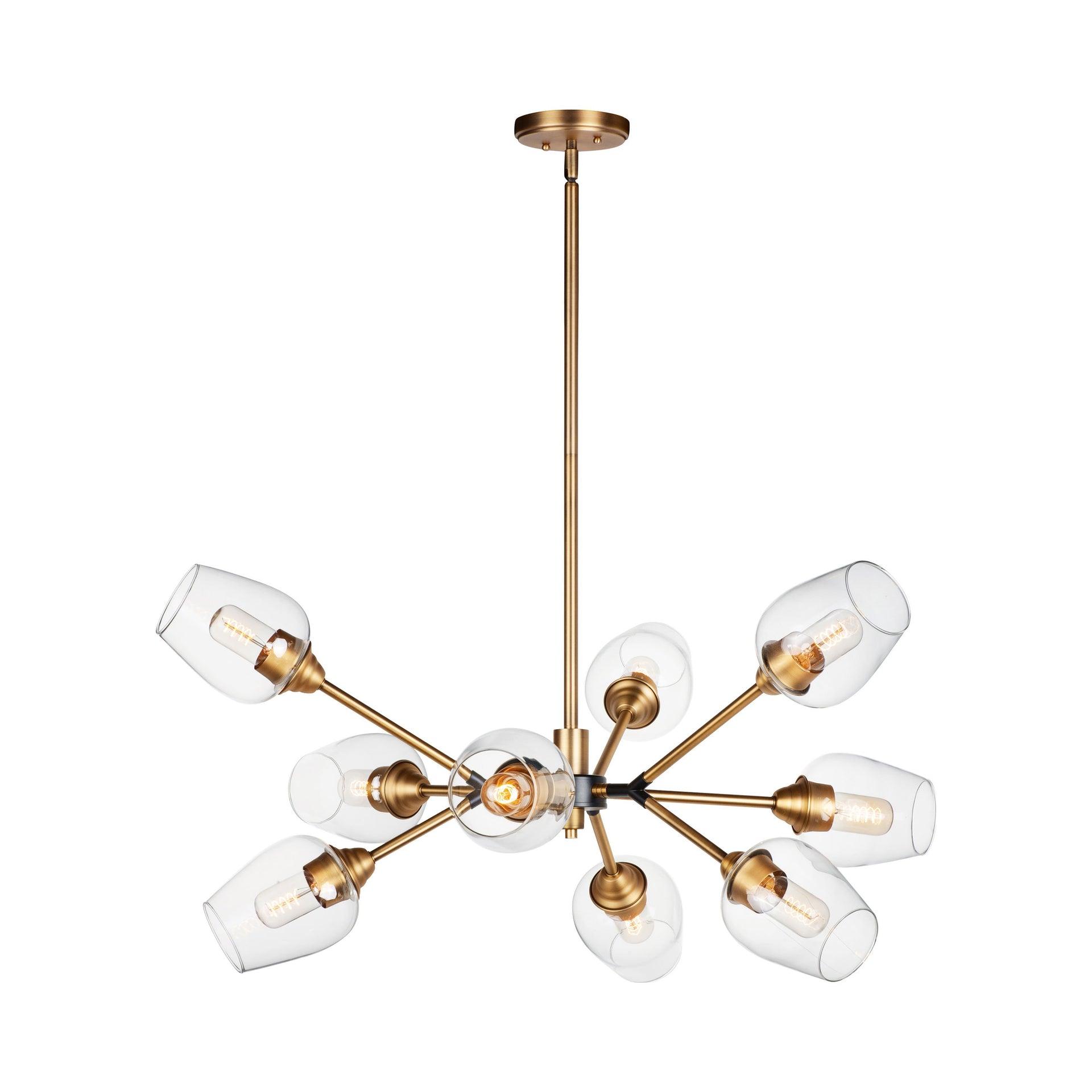 Maxim 26345CLABBK 37 in. Savvy 9 Light Antique Brass & Black Chandelier Ceiling Light