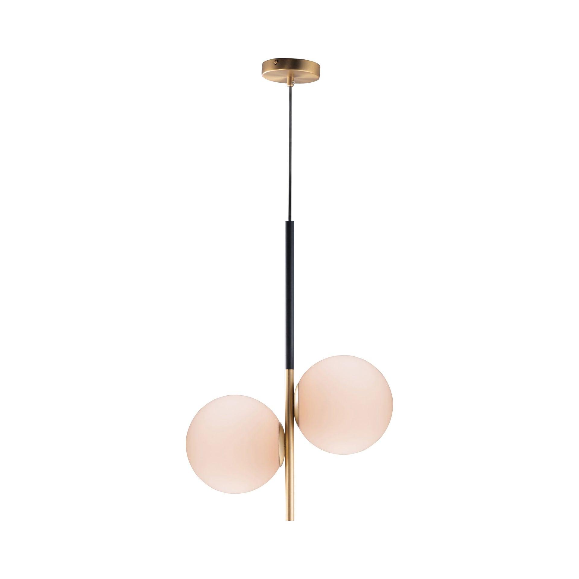 Drake 2 Light Glass Steel Dimmable Pendant
