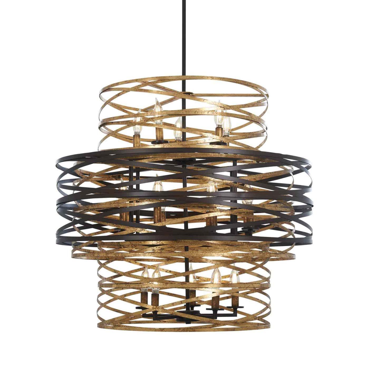 Minka Lavery Dark Bronze Mosaic Gold Chandelier 30" Wide Modern 18-Light Fixture for Dining Room House Foyer Kitchen Entryway Home