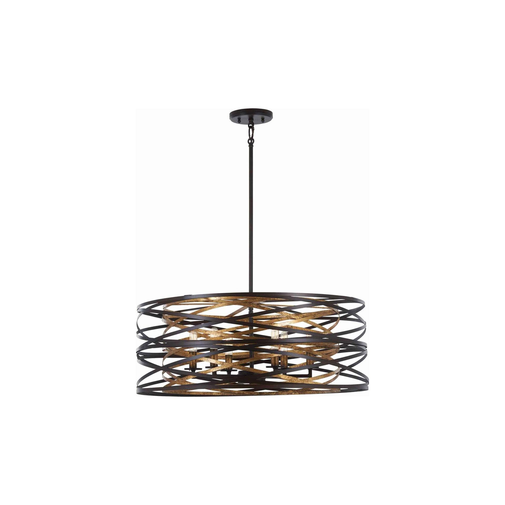 Minka Lavery Dark Bronze Mosaic Gold Chandelier 26" Wide Modern 6-Light Fixture for Dining Room House Foyer Kitchen Entryway Home