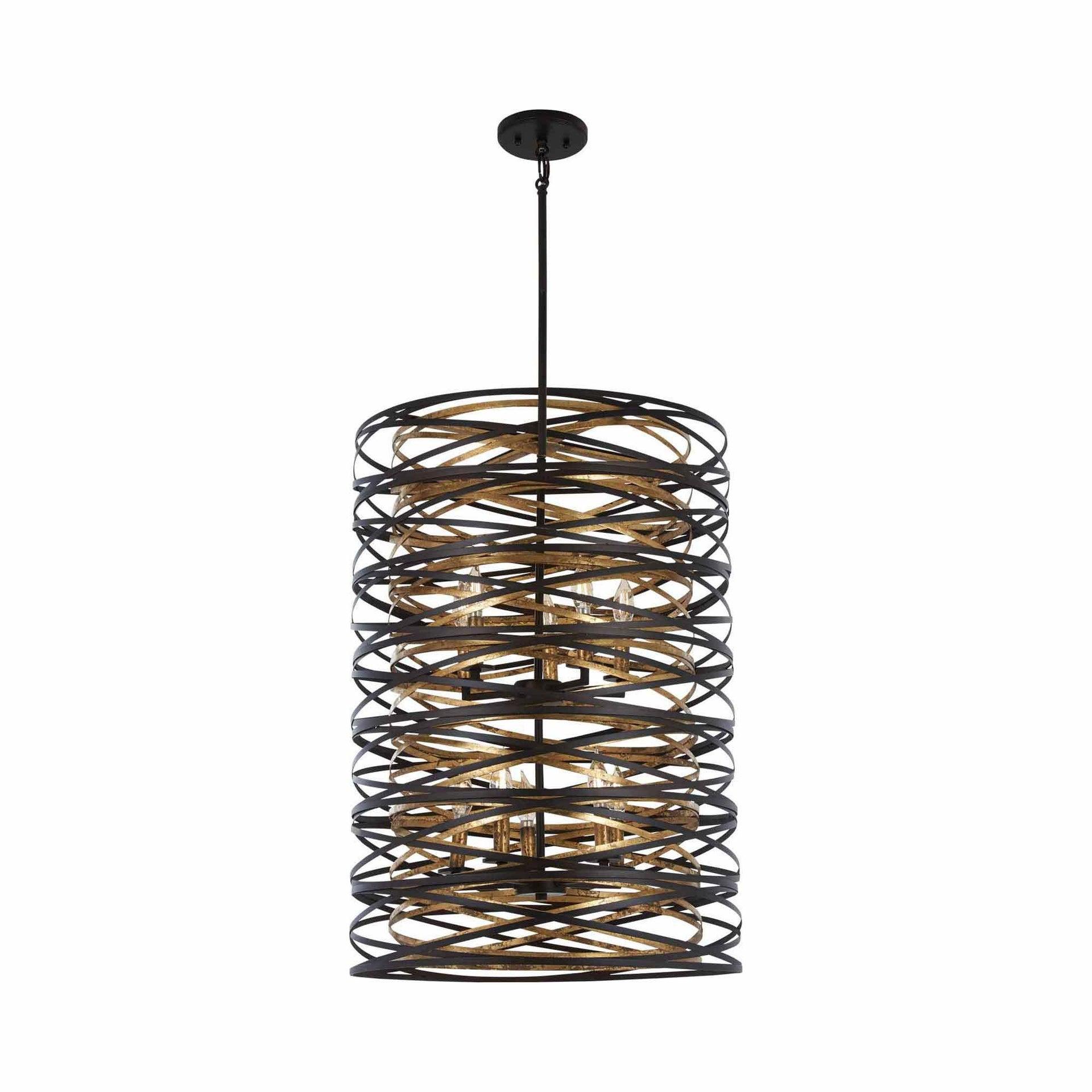 Minka Lavery Vortic Flow 21" Wide Dark Bronze and Gold 10-Light Pendant