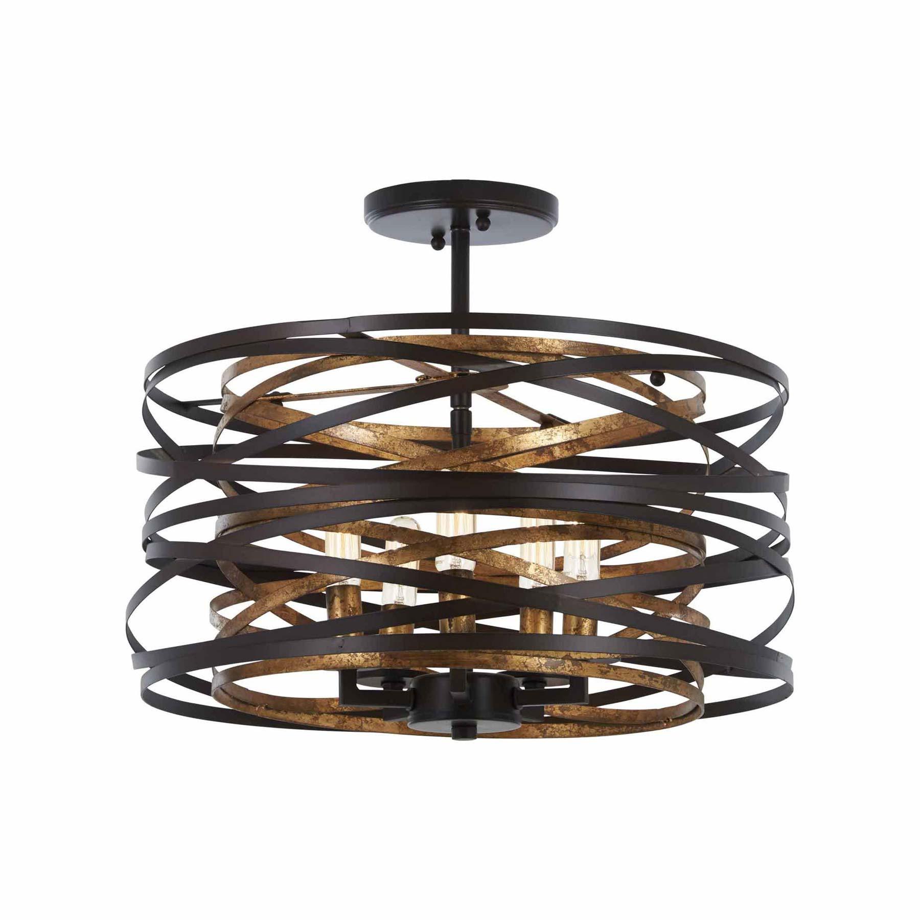 Minka Lavery Dark Bronze Mosaic Gold Pendant Chandelier 16" Wide Modern 5-Light Fixture for Dining Room House Foyer Kitchen Home
