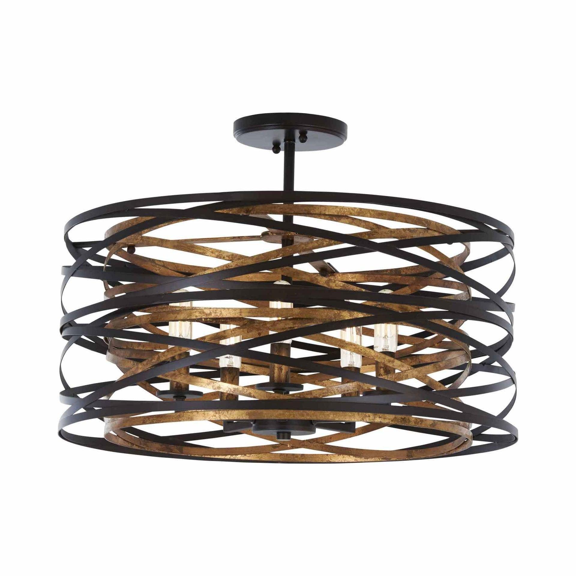 Minka Lavery Vortic Flow 20" Wide Dark Bronze and Mosaic Gold 5-Light Pendant
