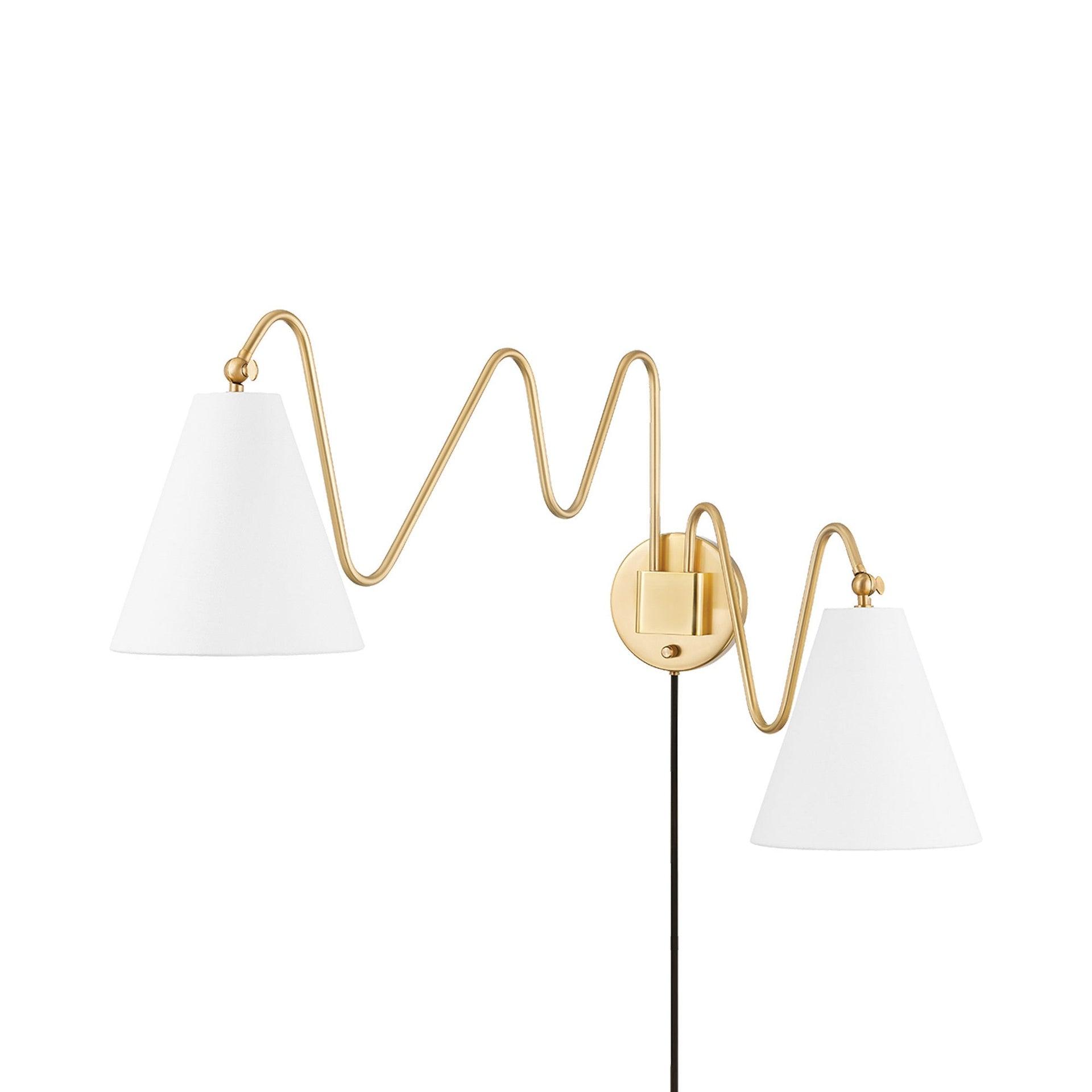 Dellon Double Plug-In Sconce - Antique Brass / Double