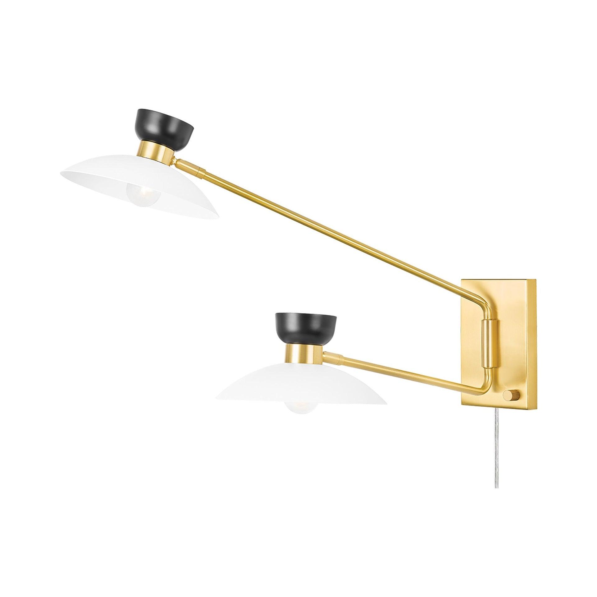 Leander Adjustable Plug-In Sconce - Antique Brass