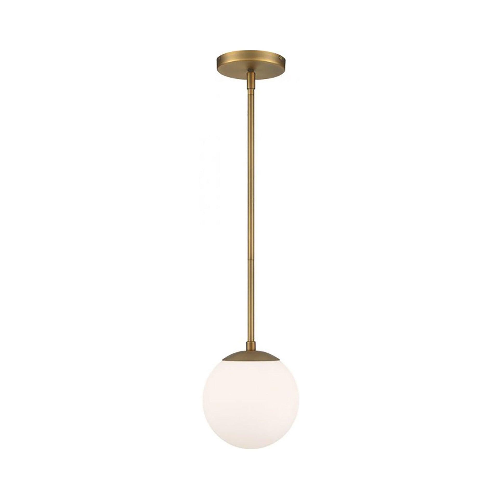 Niveous 7" Globe LED Pendant Light with Aged Brass and Chrome