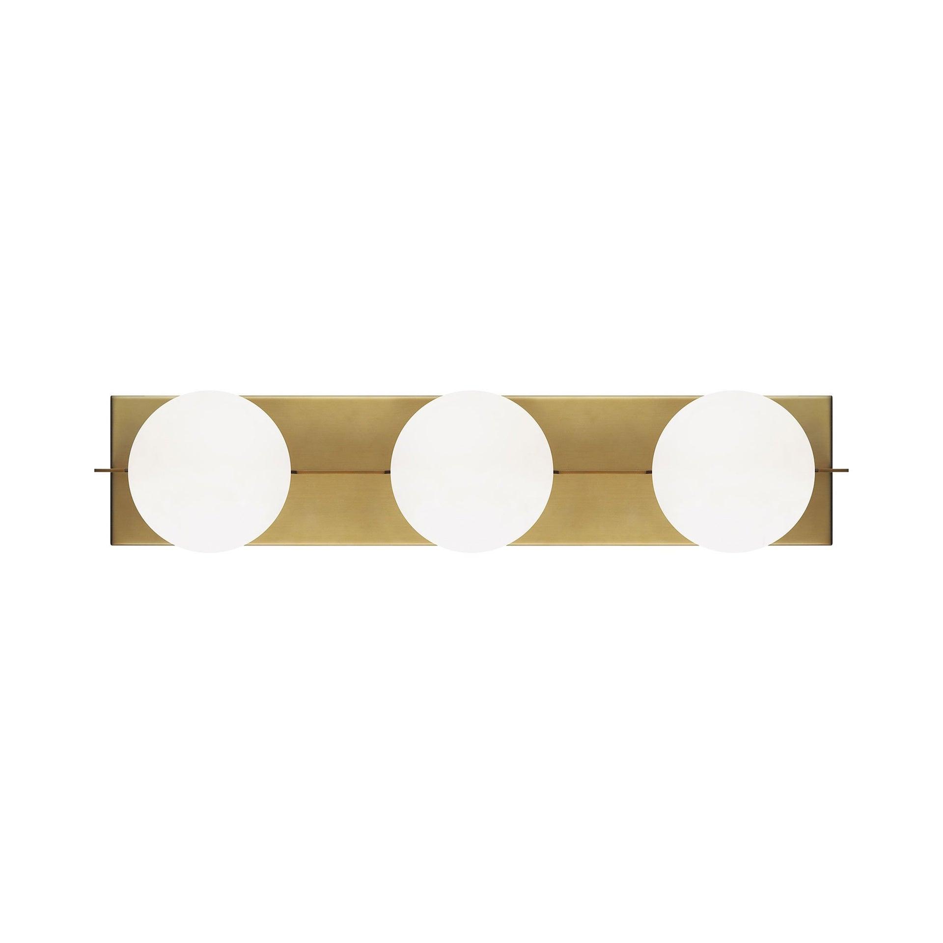 Orbel Aged Brass 3-Light LED Bathroom Vanity with Frosted Glass