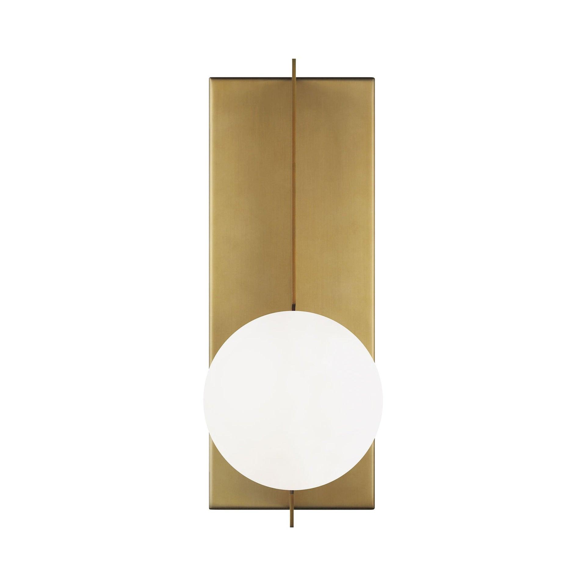 Orbel Geometric Aged Brass Wall Sconce with Frosted Glass Sphere