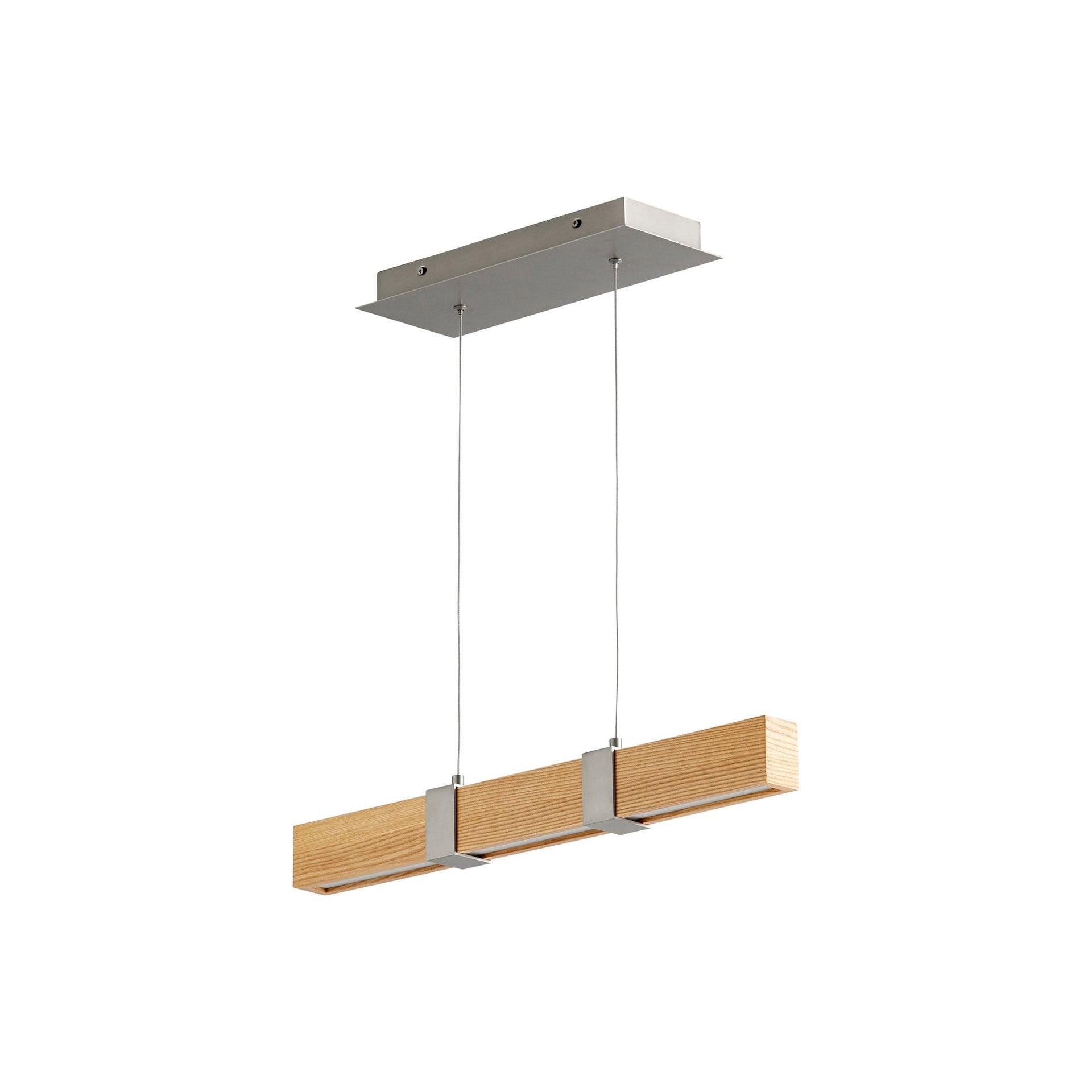 33 Inch 192W 6 Led Chandelier-Satin Nickel/White Oak Finish Oxygen Lighting 3-24-5224