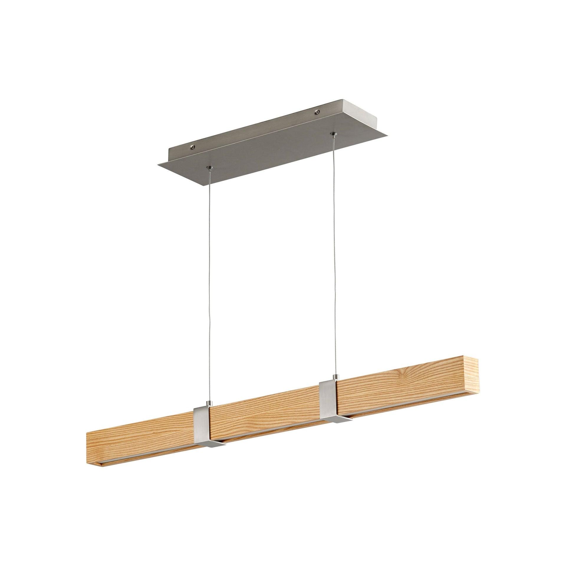 35.75 Inch 23.6W 1 Led Pendant-Satin Nickel/White Oak Finish Oxygen Lighting 3-36-5224