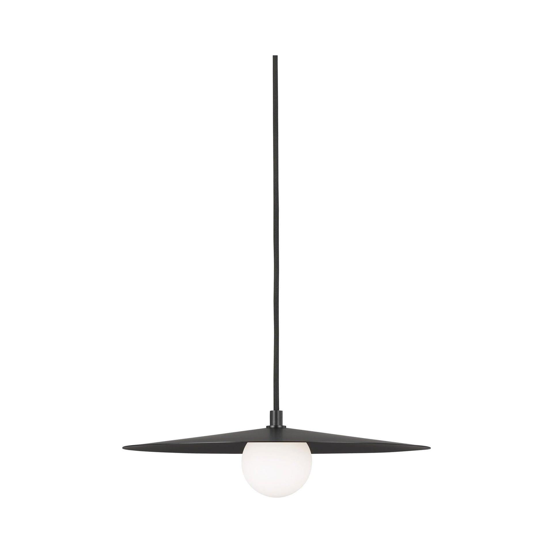 Matte Black Mid-Century Modern 22" LED Globe Pendant with Frosted Glass