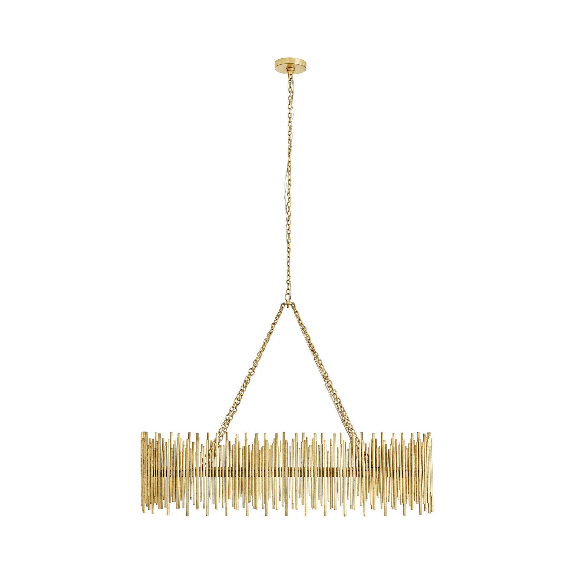 Prescott Gold Leaf Oval Iron 10-Light Chandelier